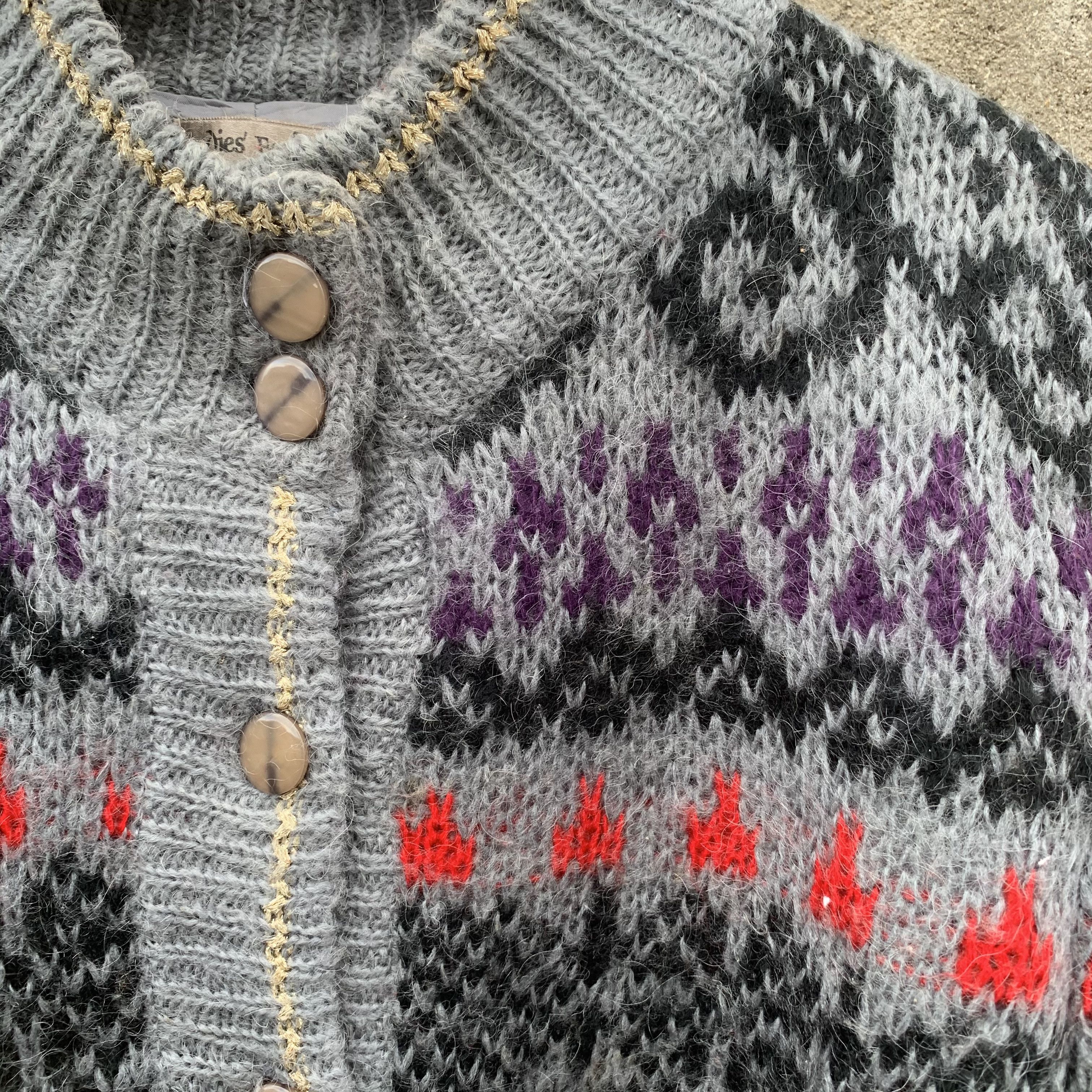 Homespun Knitwear Ladies Fashion MOHAIR Full Button Cardigan Arts Sweater Size ONE SIZE - 4 Thumbnail