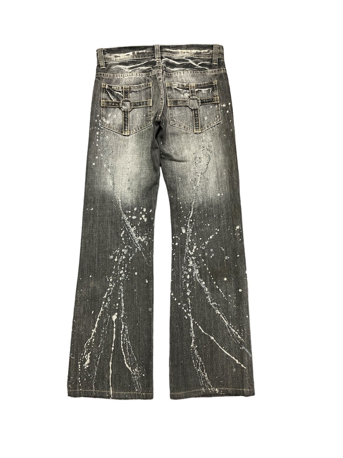 Japanese Brand FLARED💥XFRM SPLATTER DISTRESSED DENIM PANTS Size US 28 / EU 44 - 6 Thumbnail