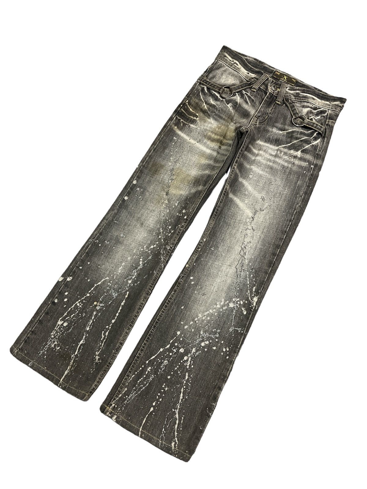 Japanese Brand FLARED💥XFRM SPLATTER DISTRESSED DENIM PANTS Size US 28 / EU 44 - 4 Thumbnail