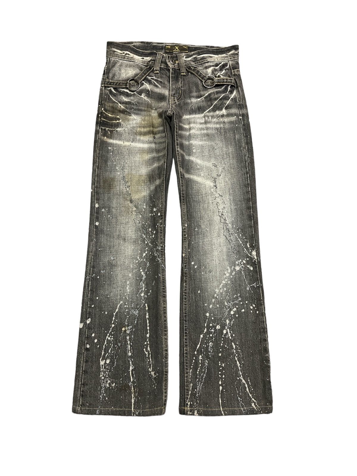 Japanese Brand FLARED💥XFRM SPLATTER DISTRESSED DENIM PANTS Size US 28 / EU 44 - 1 Thumbnail