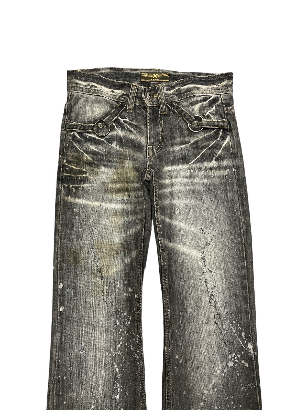 Japanese Brand FLARED💥XFRM SPLATTER DISTRESSED DENIM PANTS Size US 28 / EU 44 - 3 Thumbnail