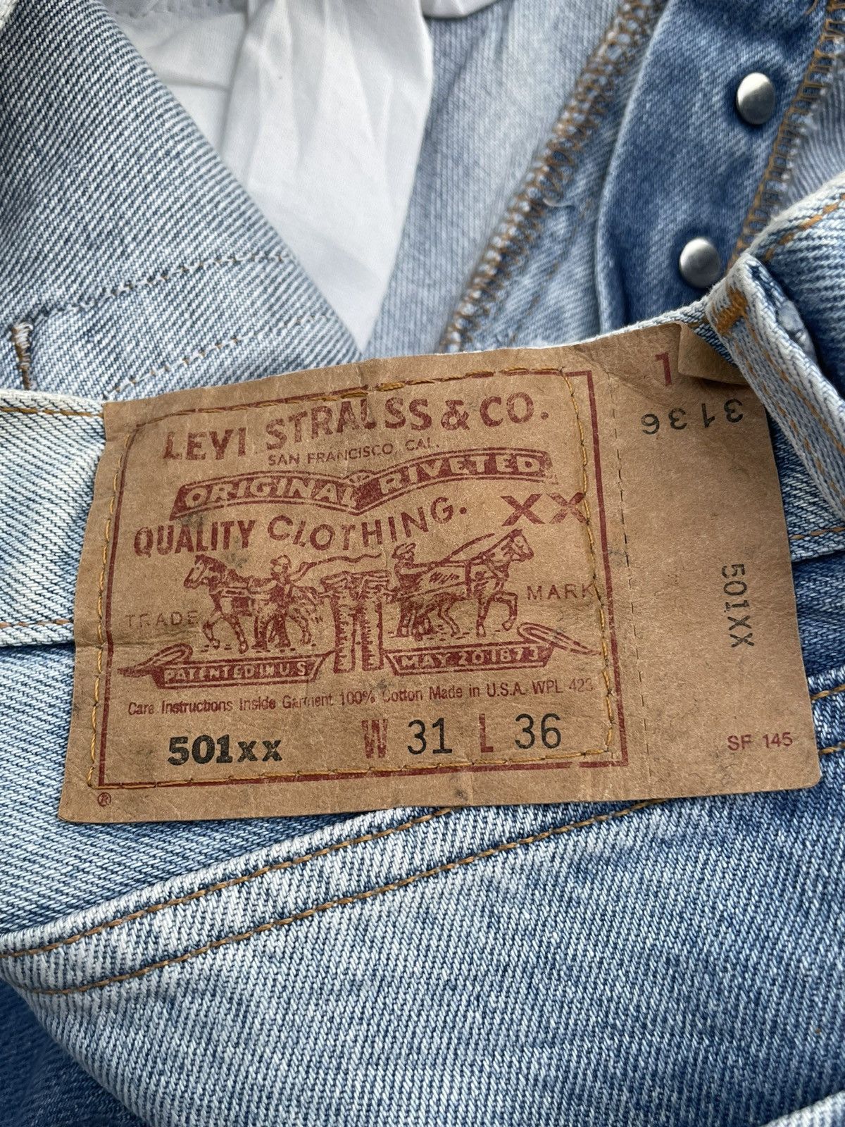 Levi's Rare Faded Vintage Levi’s 501XX Usa 1998 Aging Wash Denim Size US 30 / EU 46 - 10 Thumbnail