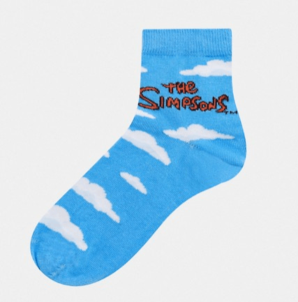 Asos × The Simpsons Size US 4.5-9 ASOS DESIGN Simpsons cloud ankle sock in blue Size ONE SIZE - 2 Thumbnail