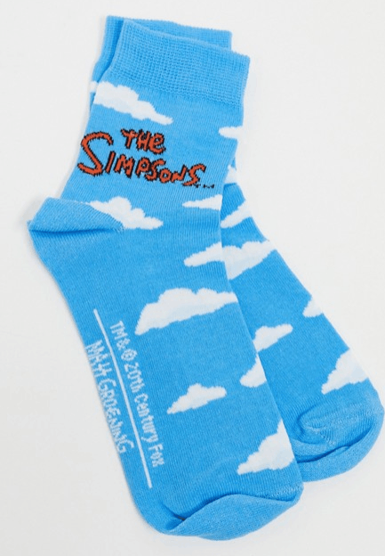 Asos × The Simpsons Size US 4.5-9 ASOS DESIGN Simpsons cloud ankle sock in blue Size ONE SIZE - 1 Thumbnail