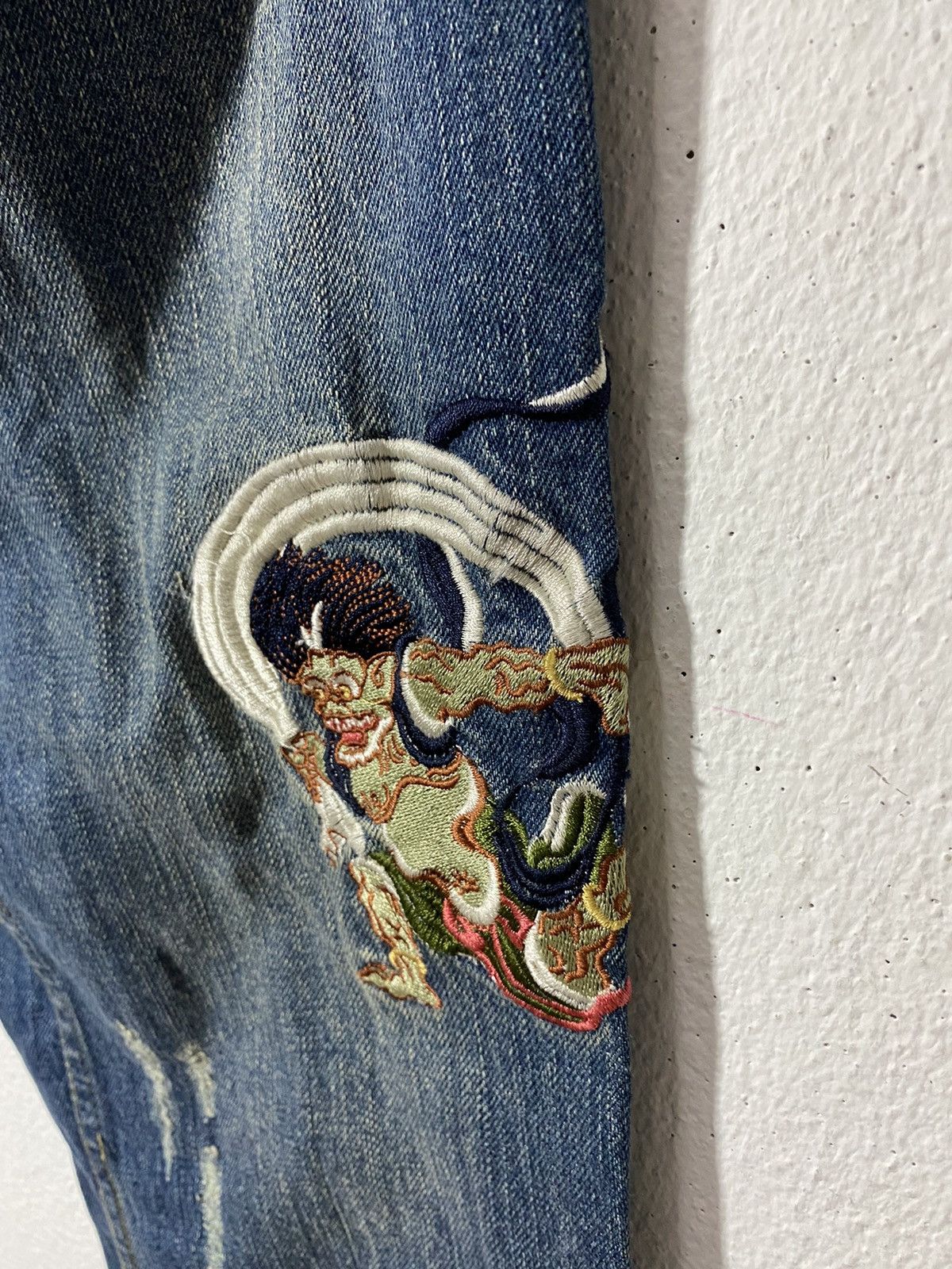 Japanese Brand nylaus jeans x demine x sukajan embroidered Size US 31 - 5 Thumbnail