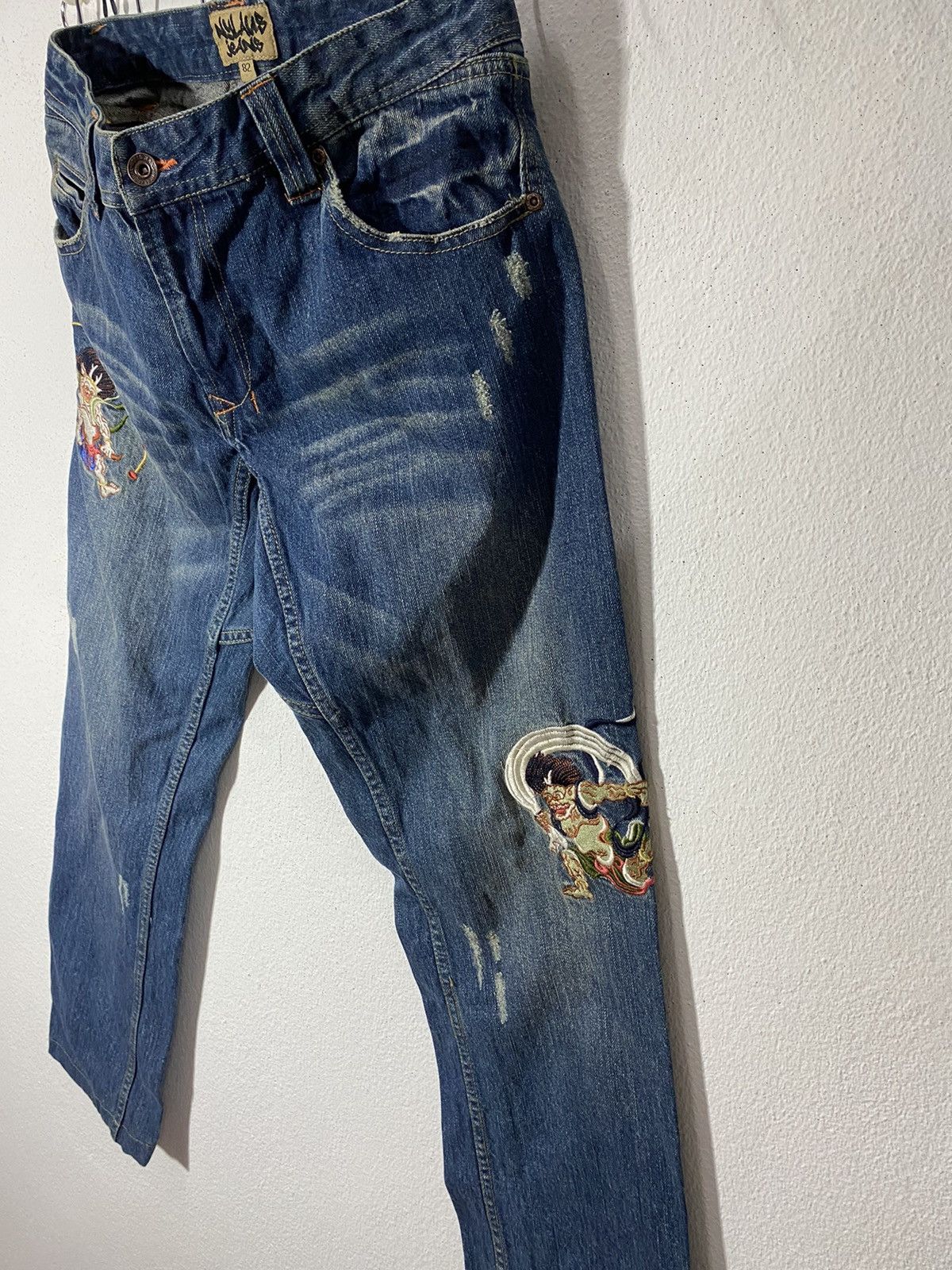 Japanese Brand nylaus jeans x demine x sukajan embroidered Size US 31 - 4 Thumbnail