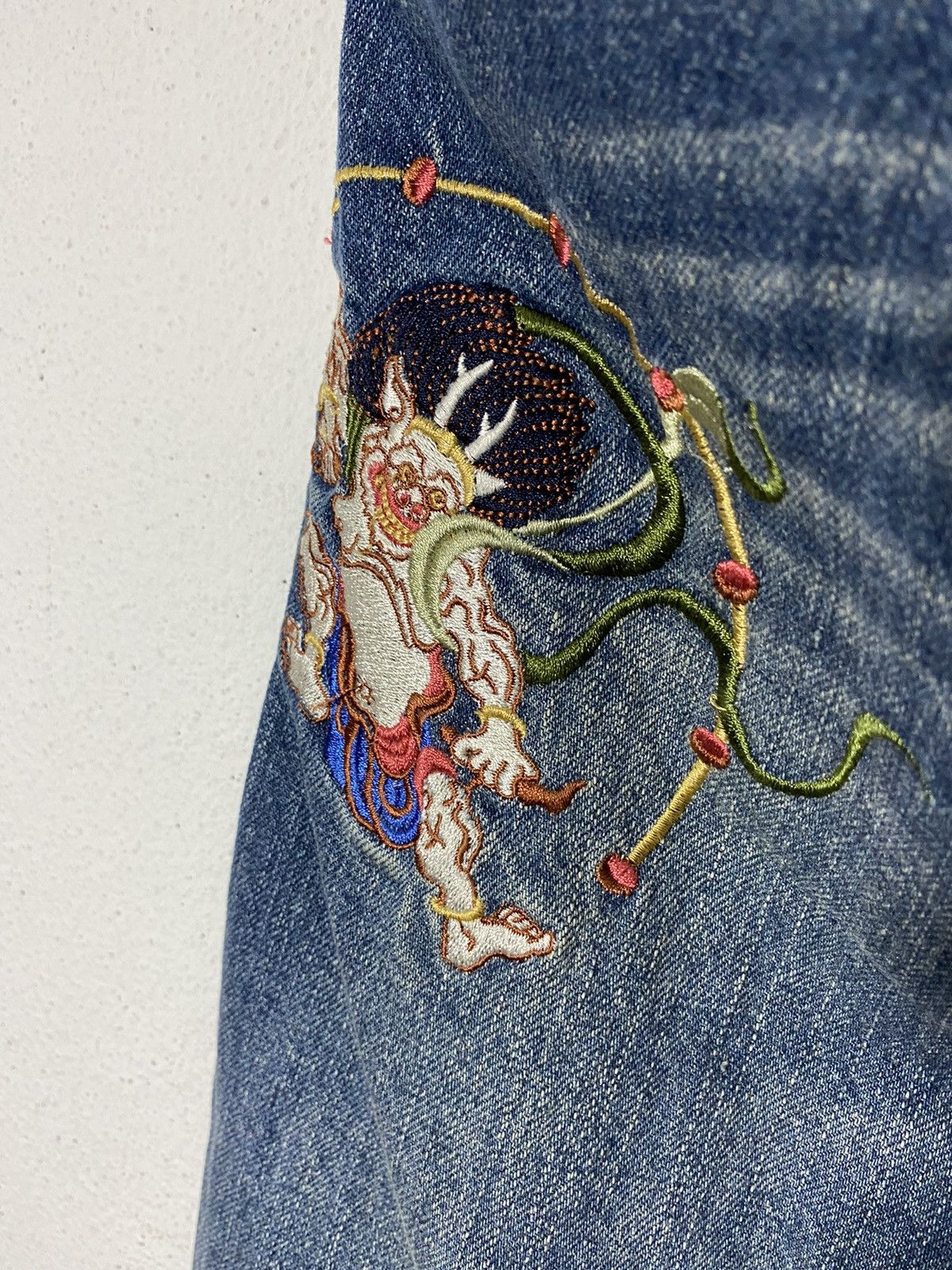 Japanese Brand nylaus jeans x demine x sukajan embroidered Size US 31 - 6 Thumbnail