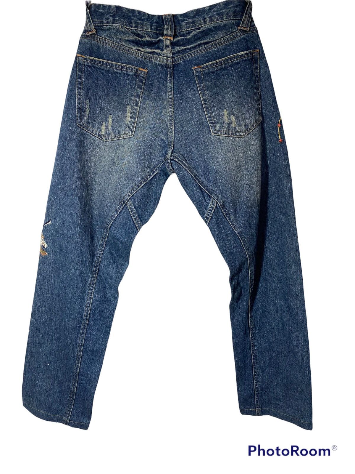 Japanese Brand nylaus jeans x demine x sukajan embroidered Size US 31 - 2 Thumbnail