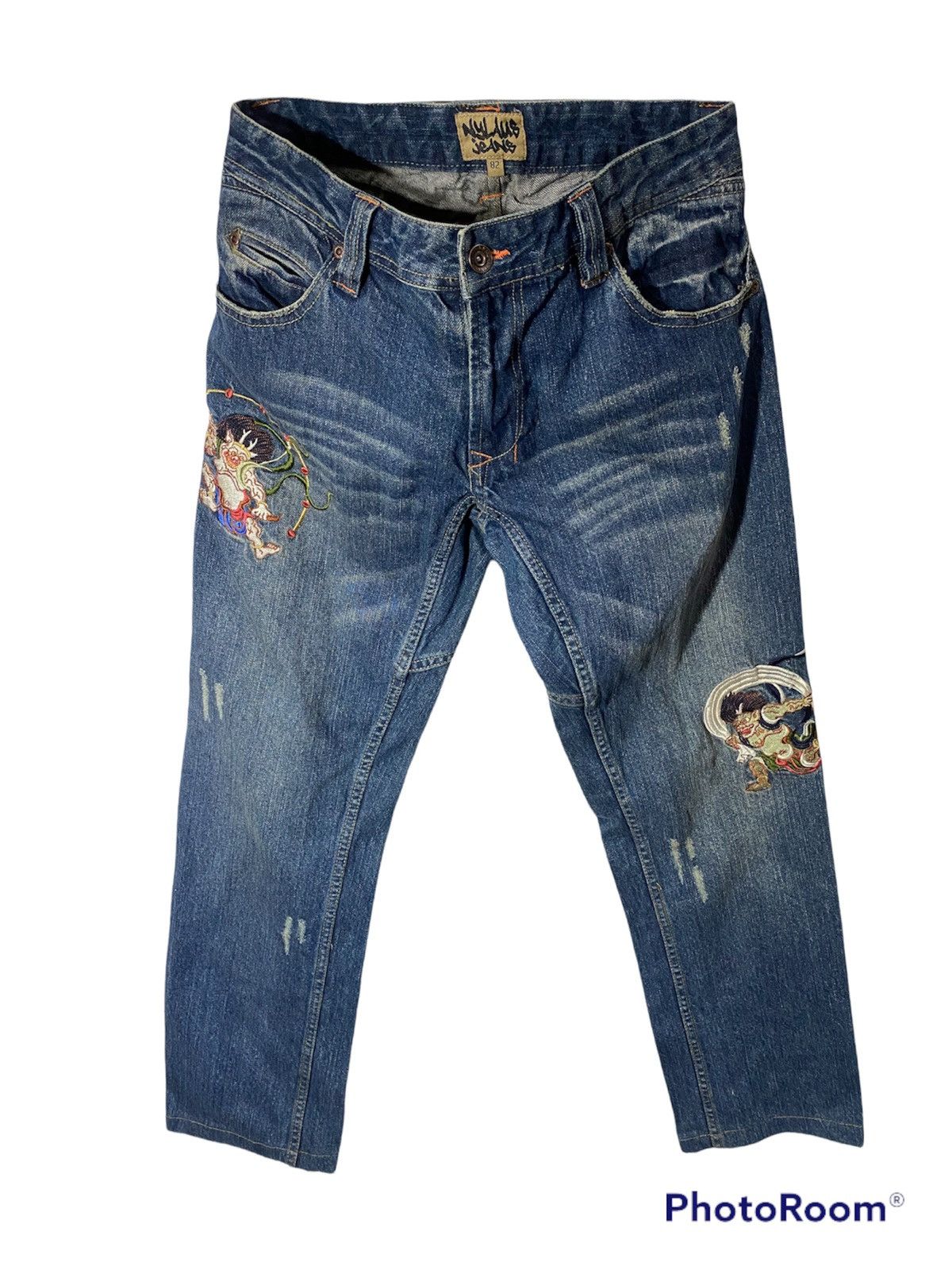 Japanese Brand nylaus jeans x demine x sukajan embroidered Size US 31 - 1 Thumbnail