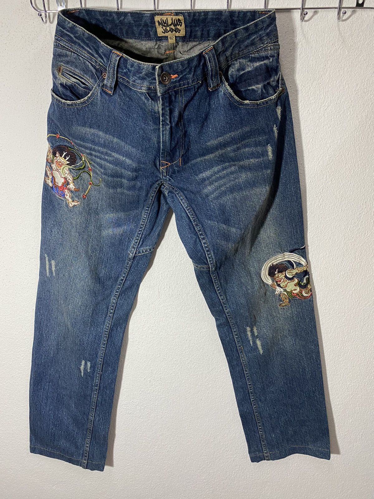 Japanese Brand nylaus jeans x demine x sukajan embroidered Size US 31 - 3 Thumbnail