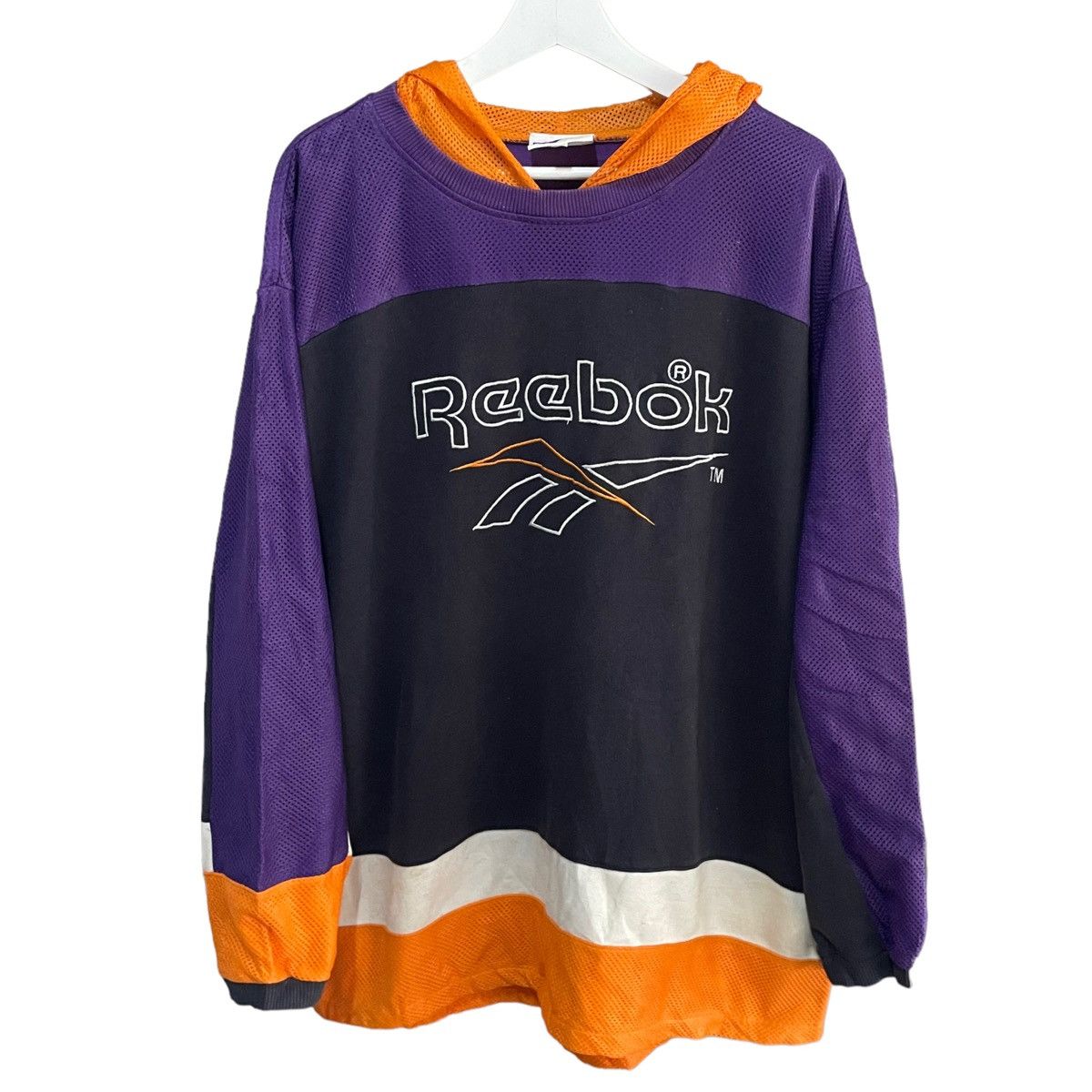 Reebok × Vintage 💥 90s REEBOK HOODIE MULTICOLOUR EMBROIDERED LOGO Size US L / EU 52-54 / 3 - 1 Thumbnail