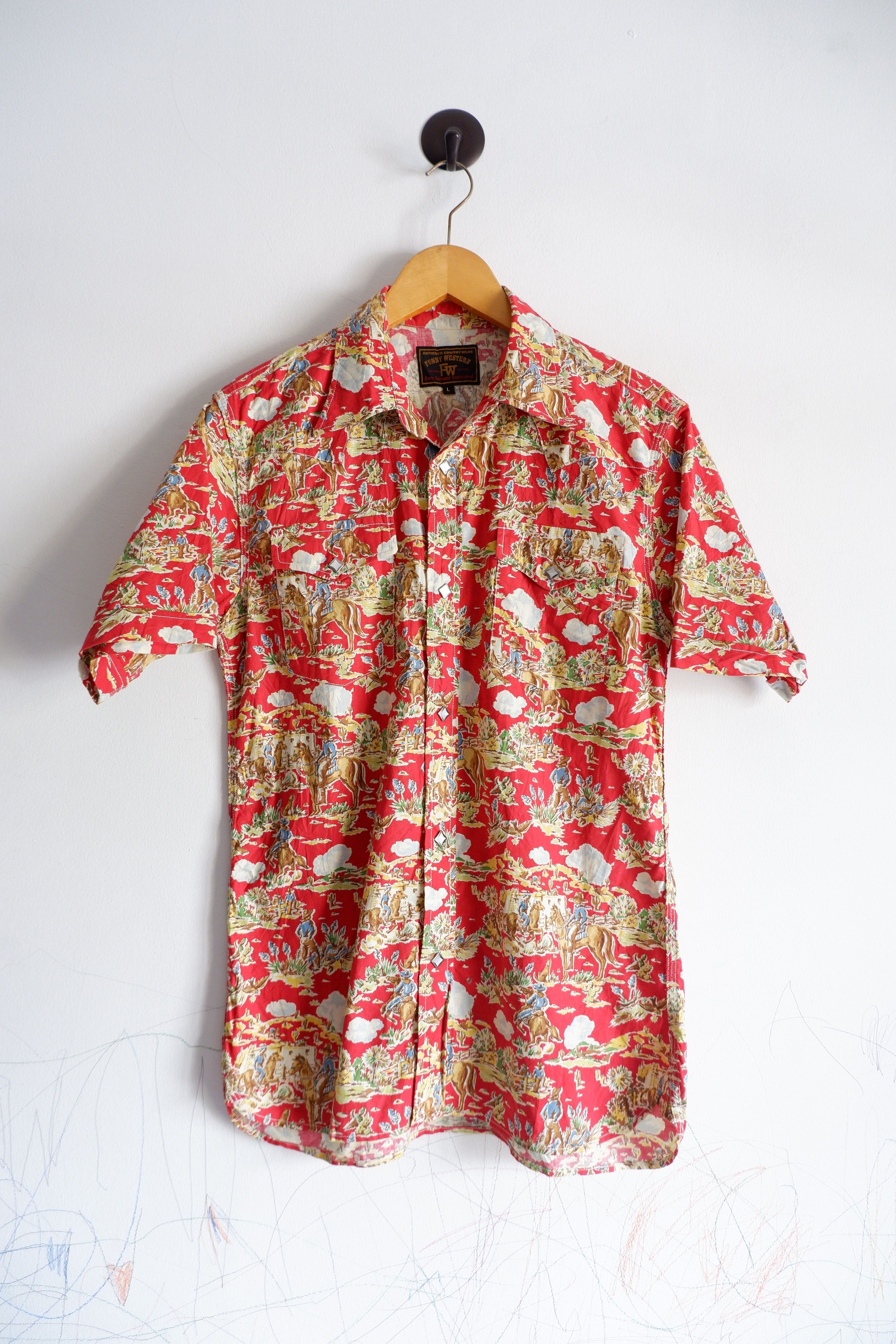 Japanese Brand Vintage Funny Western Printed Snap Button Shirt Size US L / EU 52-54 / 3 - 1 Thumbnail