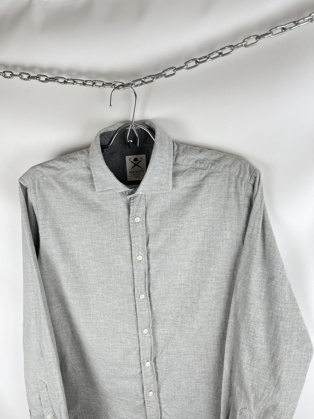 Hackett Hackett Mayfair London Plain Brushed twill grey ls shirt Size US L / EU 52-54 / 3 - 3 Thumbnail