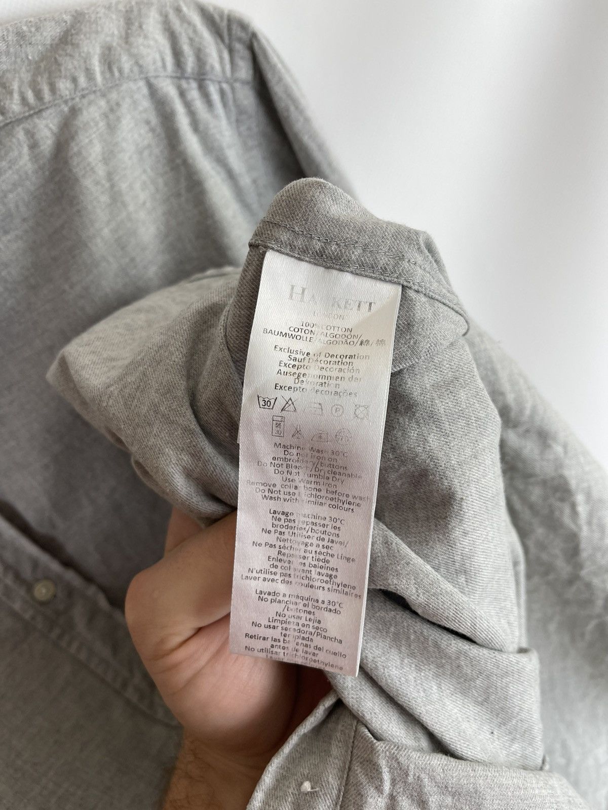 Hackett Hackett Mayfair London Plain Brushed twill grey ls shirt Size US L / EU 52-54 / 3 - 6 Thumbnail