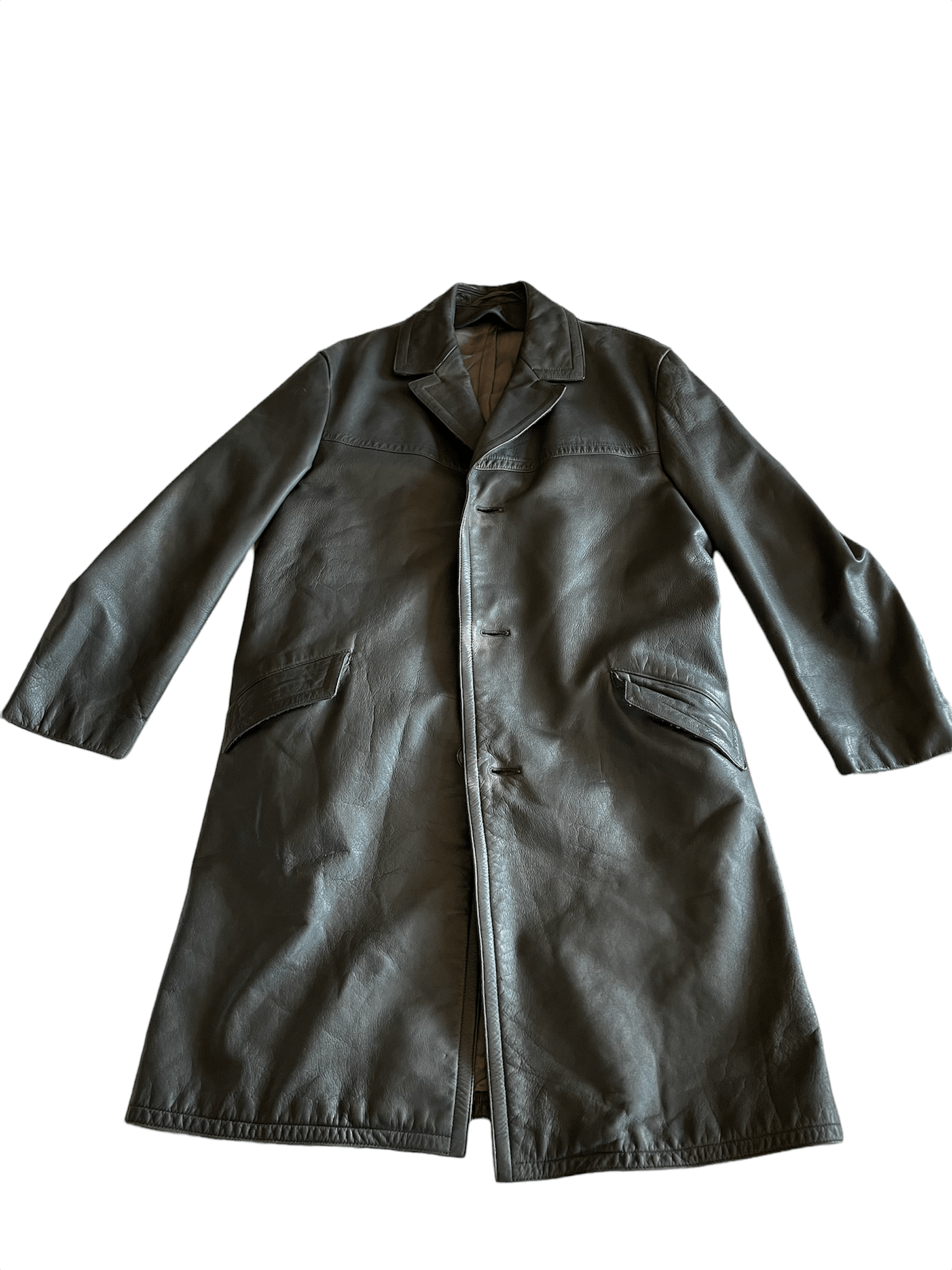 Vintage 60s Leather Coat Size US L / EU 52-54 / 3 - 1 Thumbnail