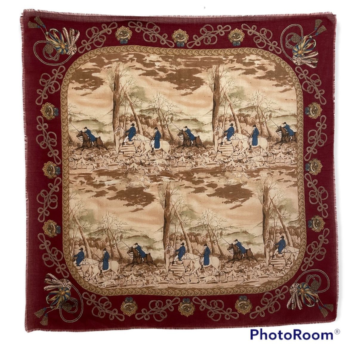Designer × Other vintage Tie Rack Scarf polyester horse desing Size 46 - 4 Thumbnail