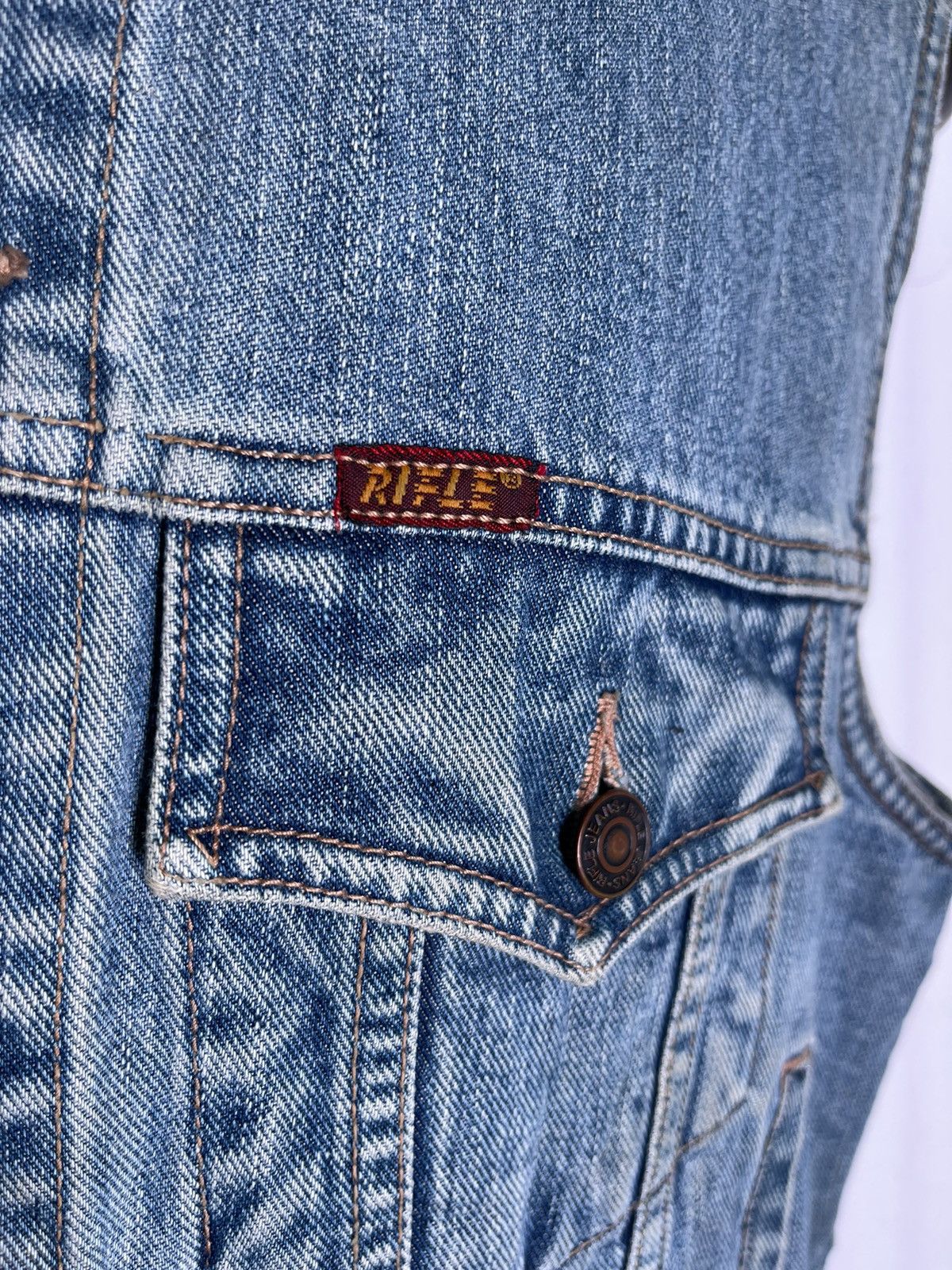 RIFLE × Vintage Rifle 80s Bike Denim Vest Size US M / EU 48-50 / 2 - 4 Thumbnail