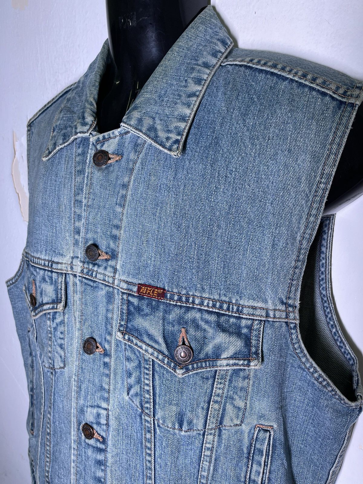 RIFLE × Vintage Rifle 80s Bike Denim Vest Size US M / EU 48-50 / 2 - 2 Thumbnail