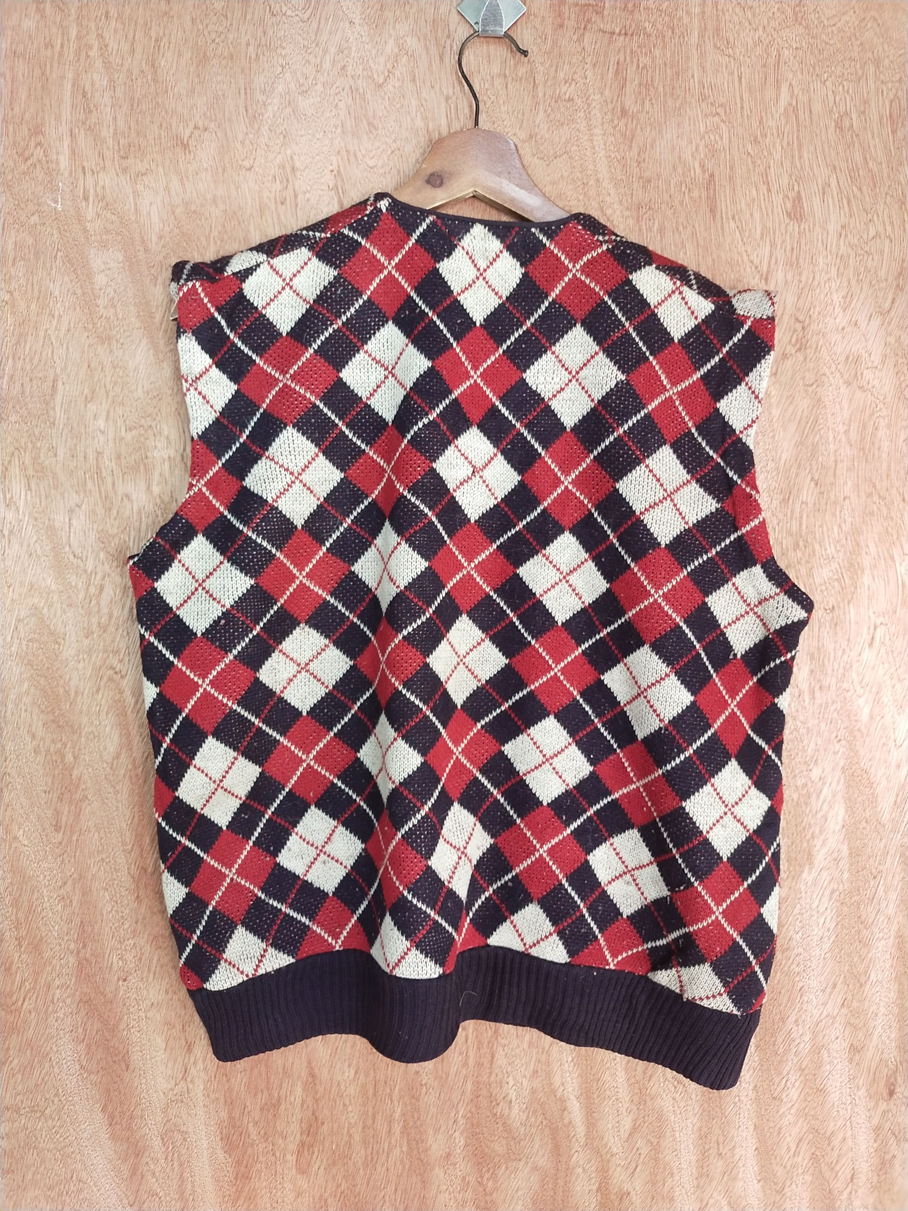 Vintage MK Knitwear checkered sleeveless vest knitwear #S089 Size US M / EU 48-50 / 2 - 8 Thumbnail