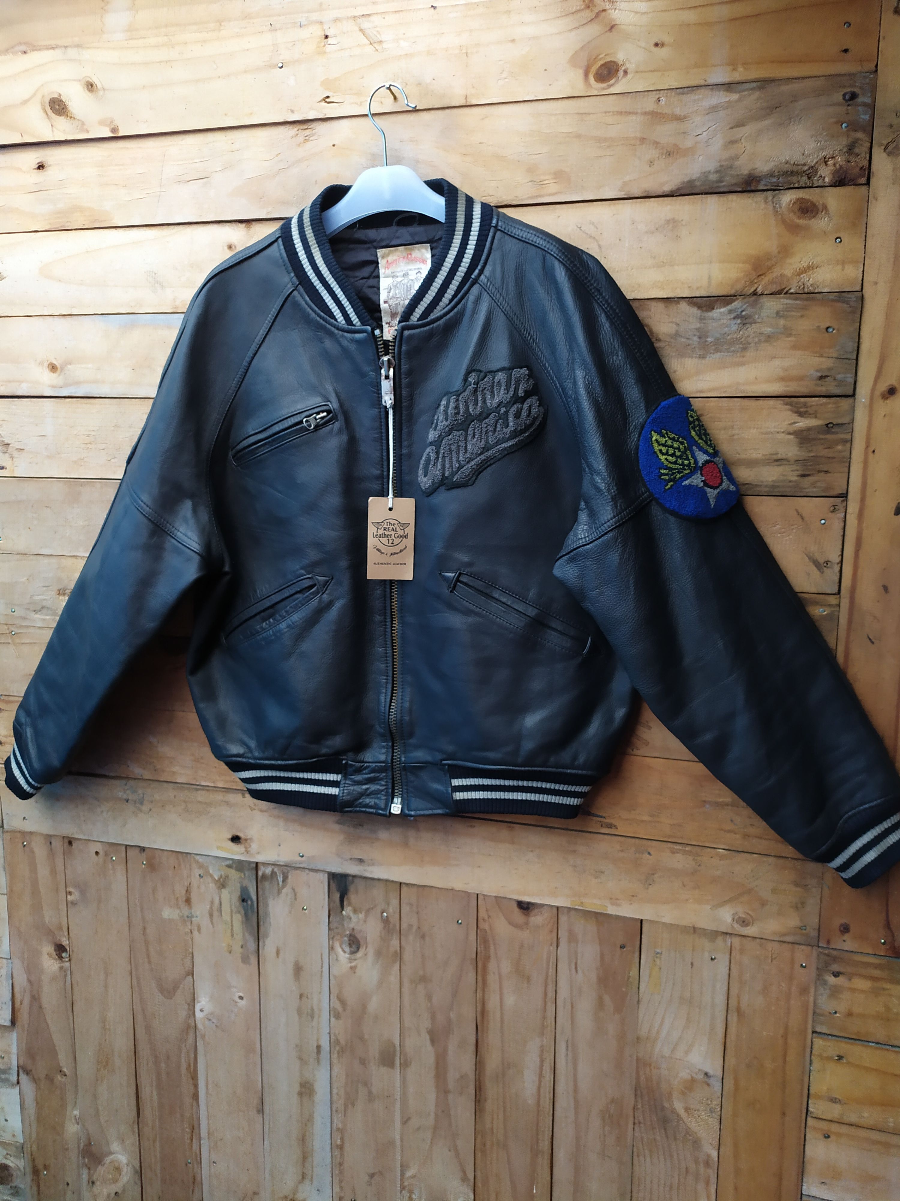 AVIREX AMERICAN TRACK FIELD LEATHER VARSITY FLIGHT JACKET
