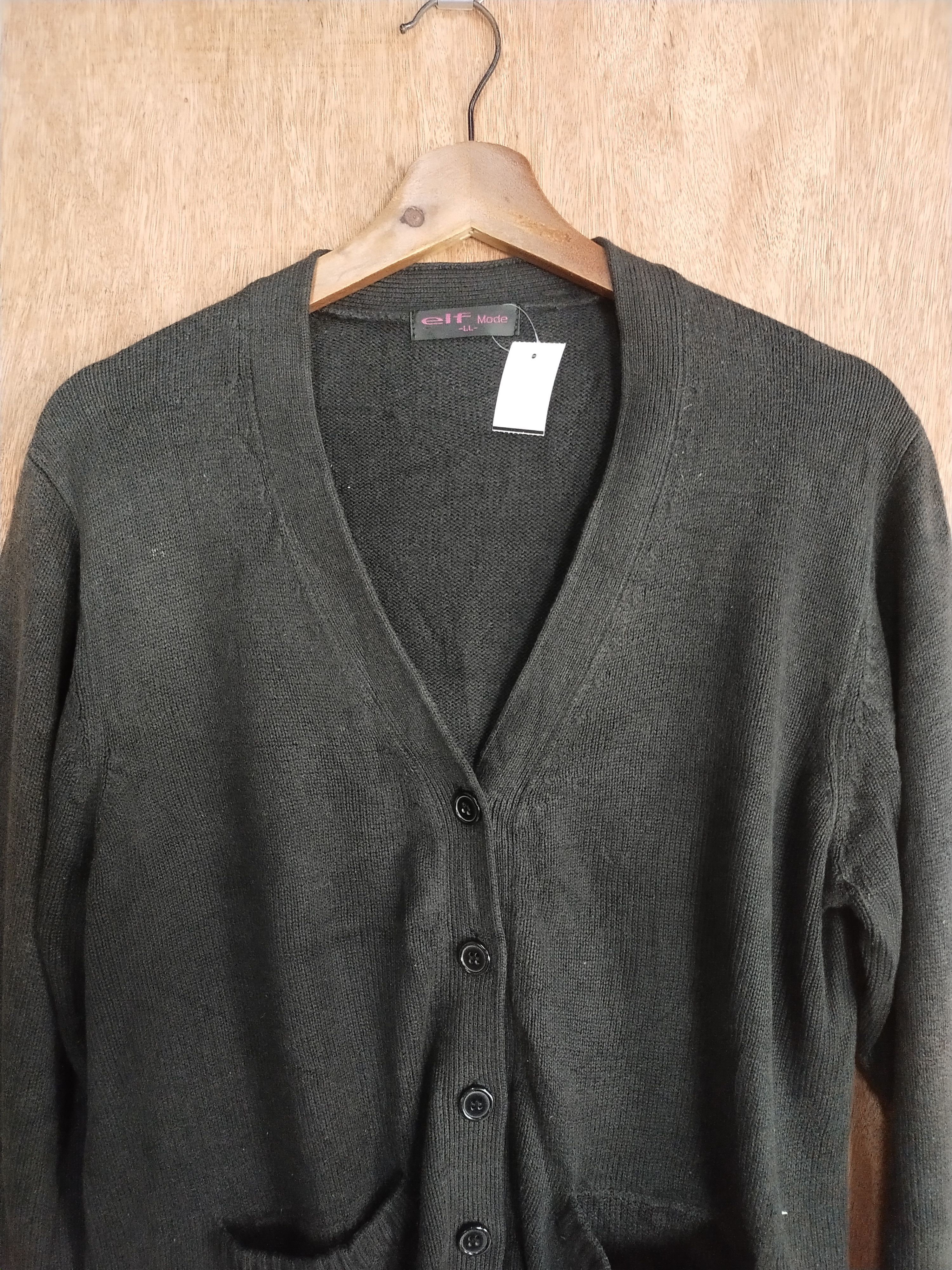 Vintage Elf Mode black faded cardigan knitwear japan #S044 Size US L / EU 52-54 / 3 - 2 Thumbnail