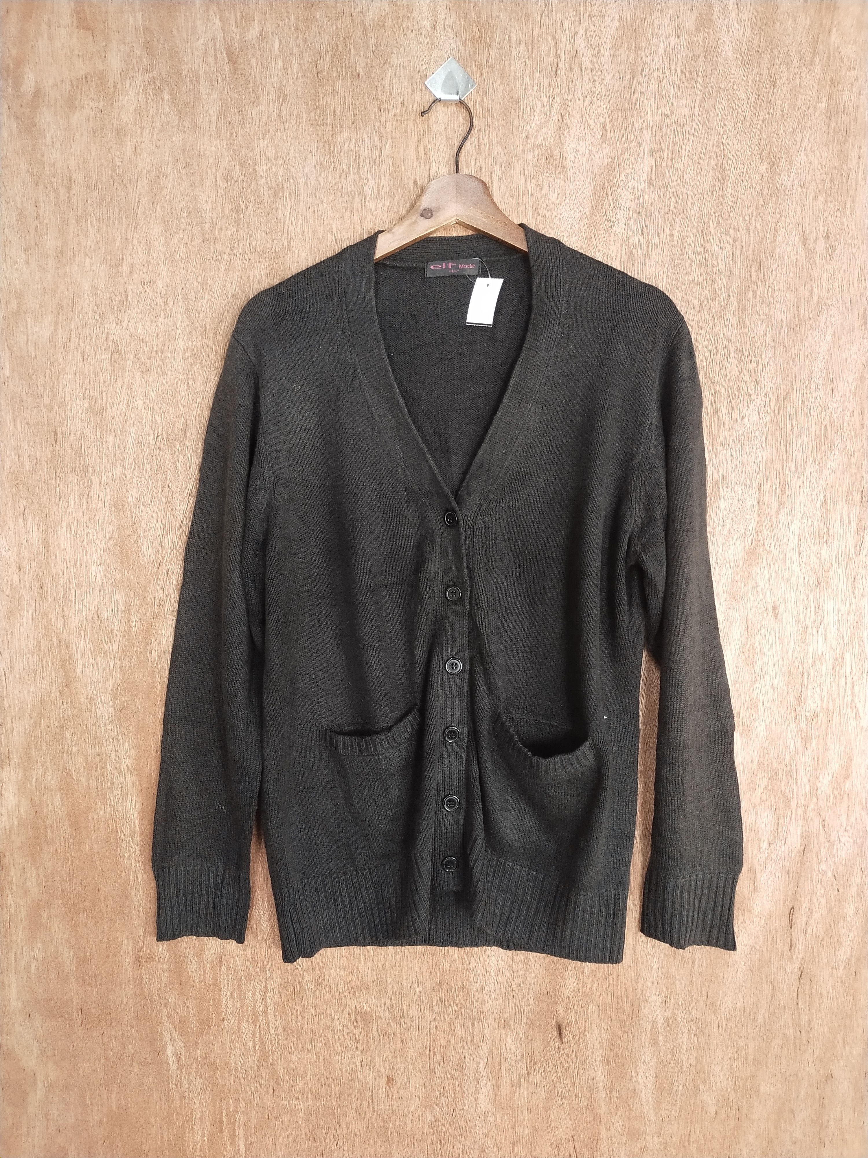 Vintage Elf Mode black faded cardigan knitwear japan #S044 Size US L / EU 52-54 / 3 - 1 Thumbnail