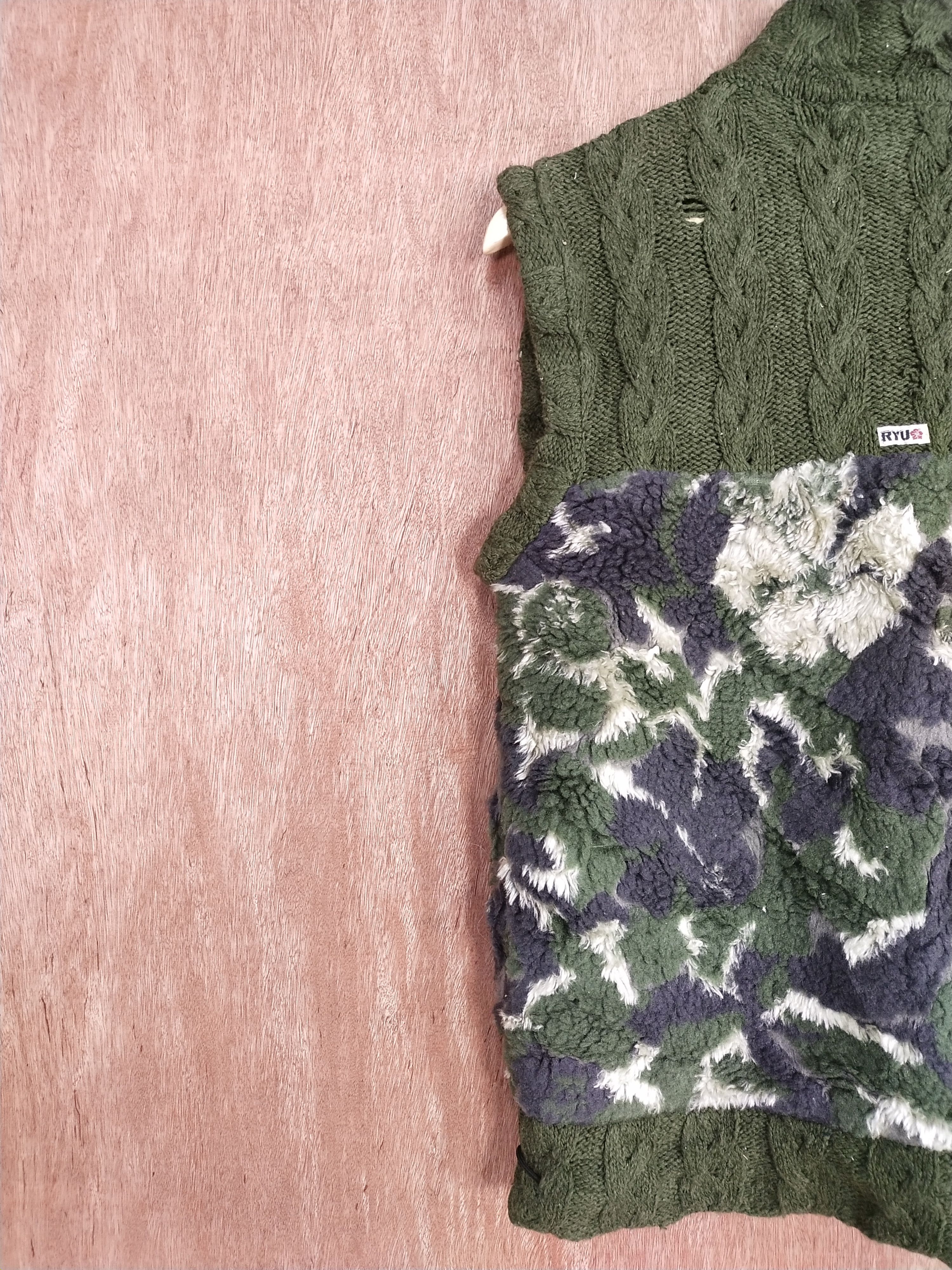 Aran Isles Knitwear × Japanese Brand Ryu Sports cardigan cable knitwear dark green #S191 Size US M / EU 48-50 / 2 - 12 Thumbnail