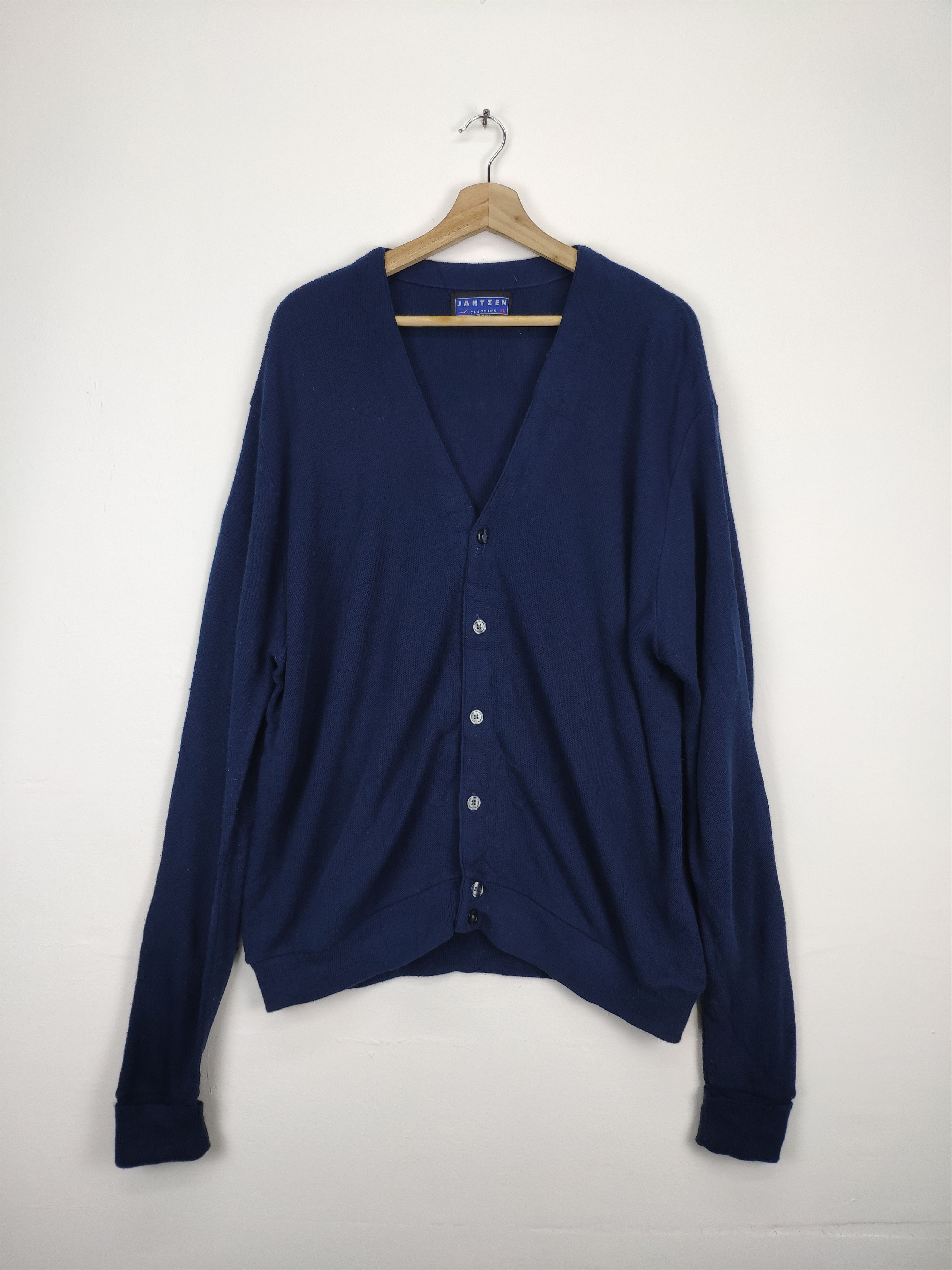 image of Aran Isles Knitwear x Cardigan Vintage Knit Cardigan Sweater Jantzen Made In Usa in Navy Blue (Size