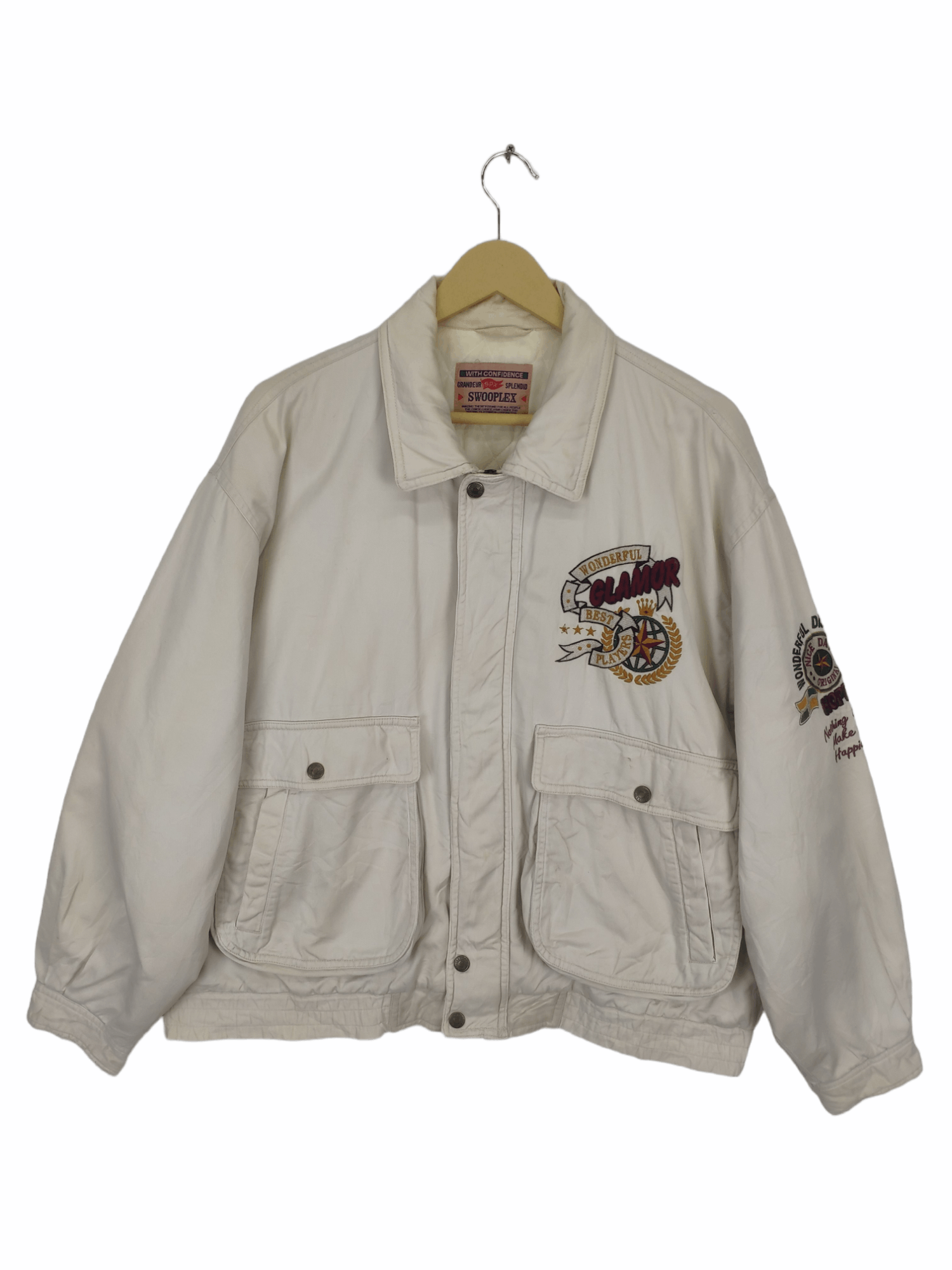 Japanese Brand × Vintage Vintage Bomber Style Jacket Lining Quilted SWOOPLEX Size US XL / EU 56 / 4 - 1 Thumbnail