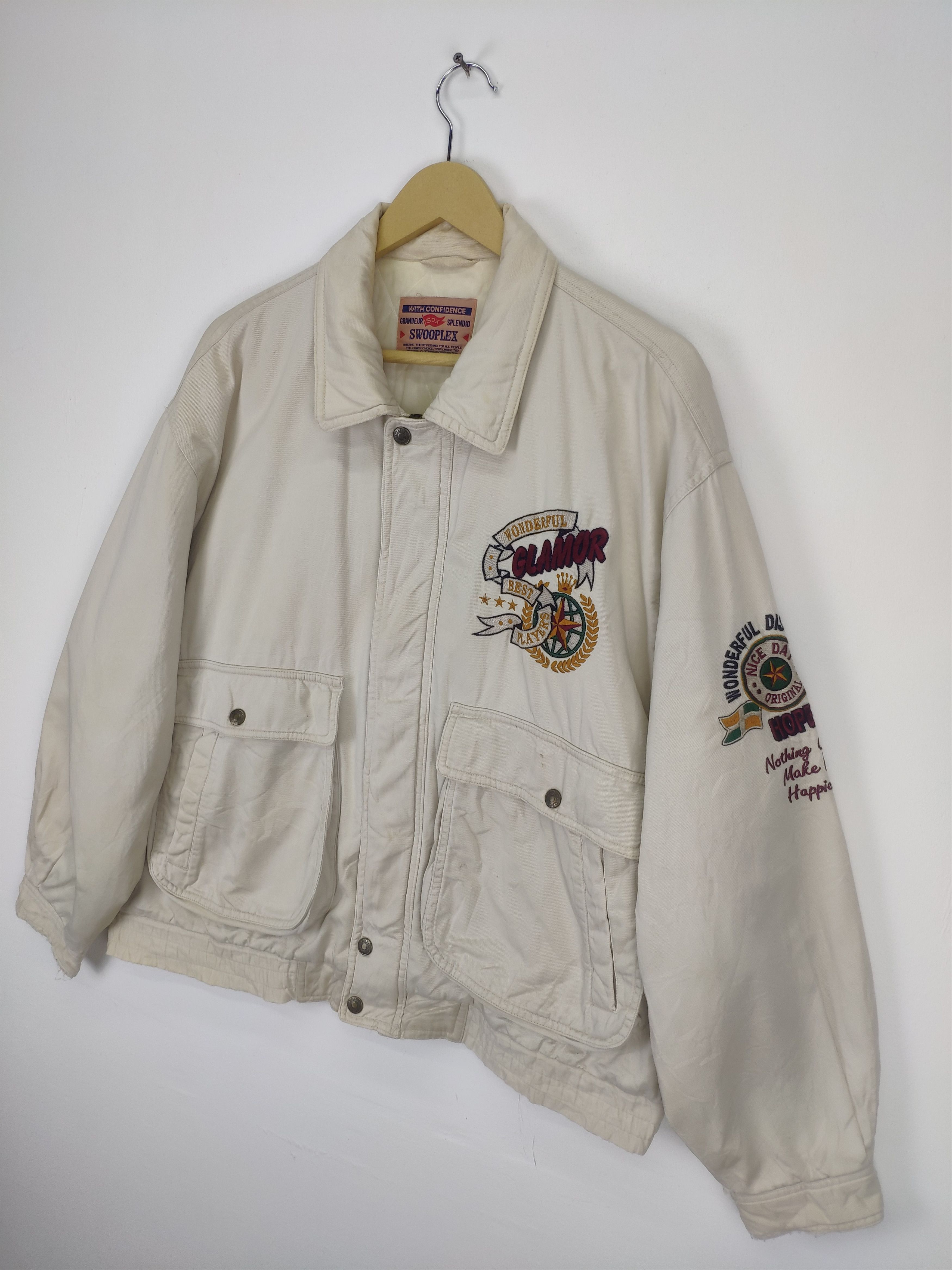 Japanese Brand × Vintage Vintage Bomber Style Jacket Lining Quilted SWOOPLEX Size US XL / EU 56 / 4 - 2 Thumbnail