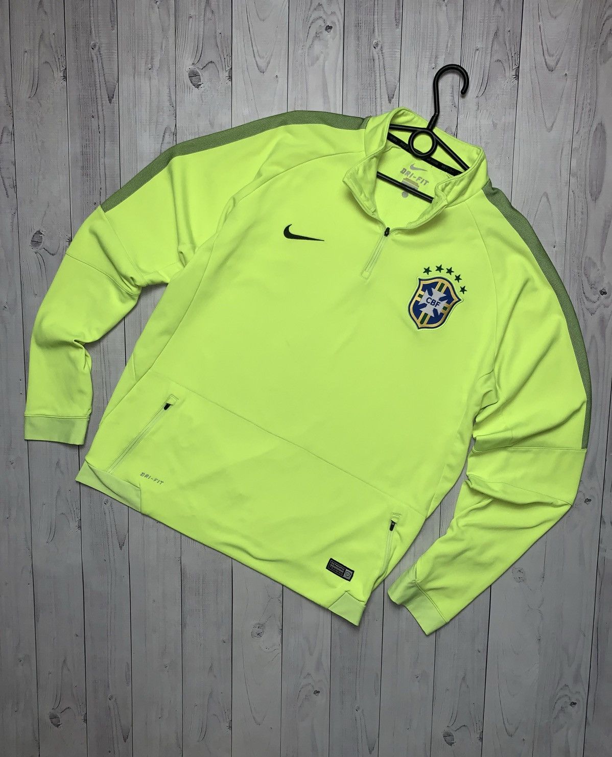Brazil Nike soccer track jacket toxic yellow Size XL