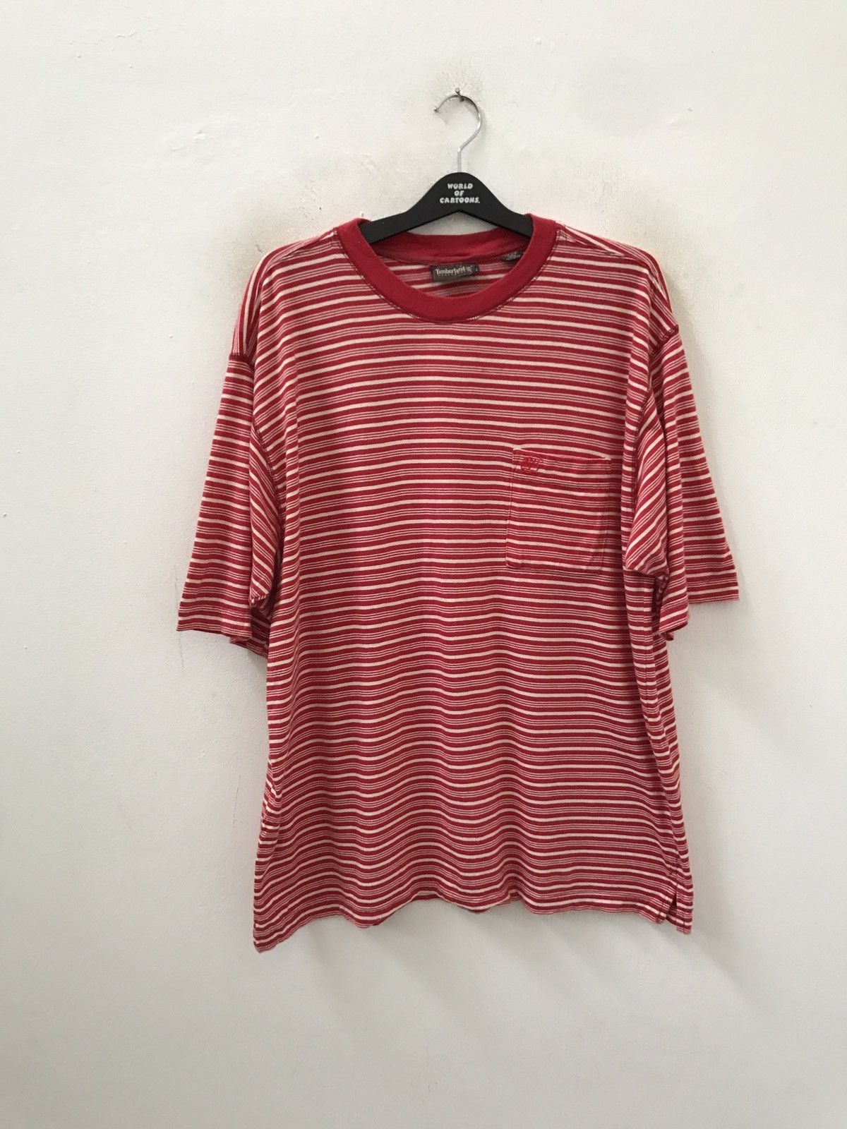 Timberland Vintage 90s Timberland Red Striped t shirt Size US XL / EU 56 / 4 - 3 Thumbnail