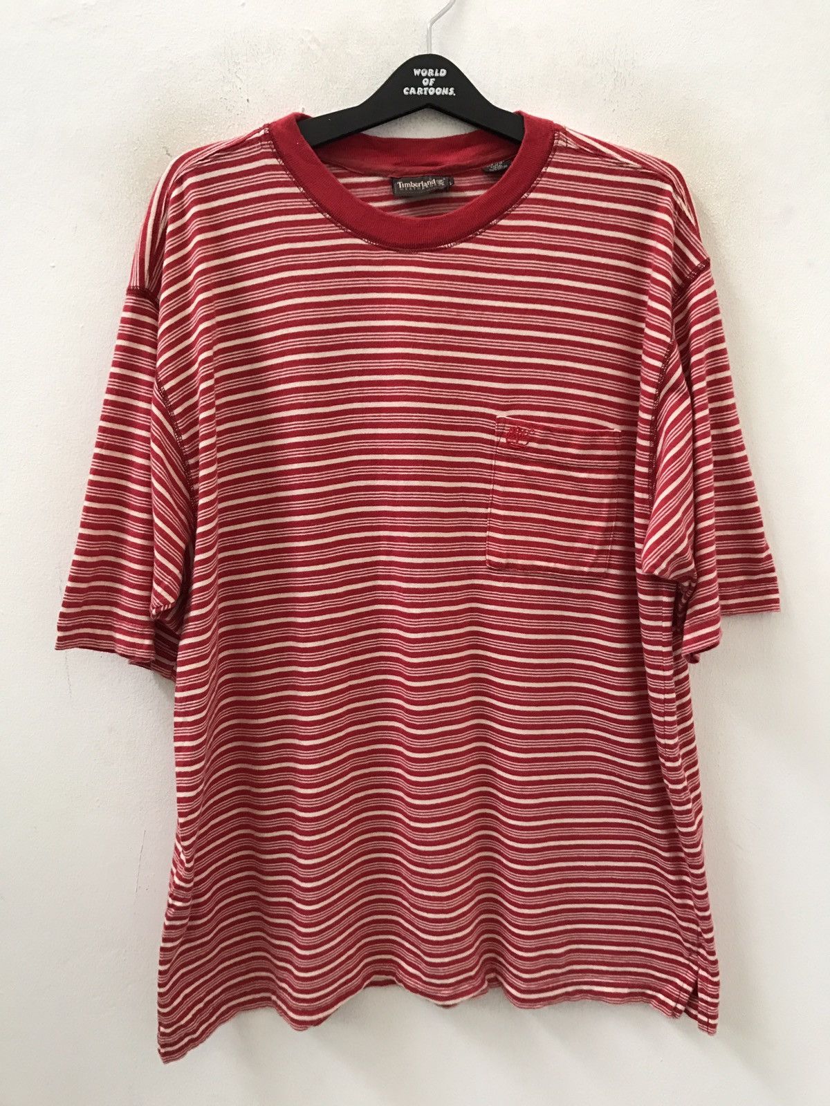 Timberland Vintage 90s Timberland Red Striped t shirt Size US XL / EU 56 / 4 - 4 Thumbnail
