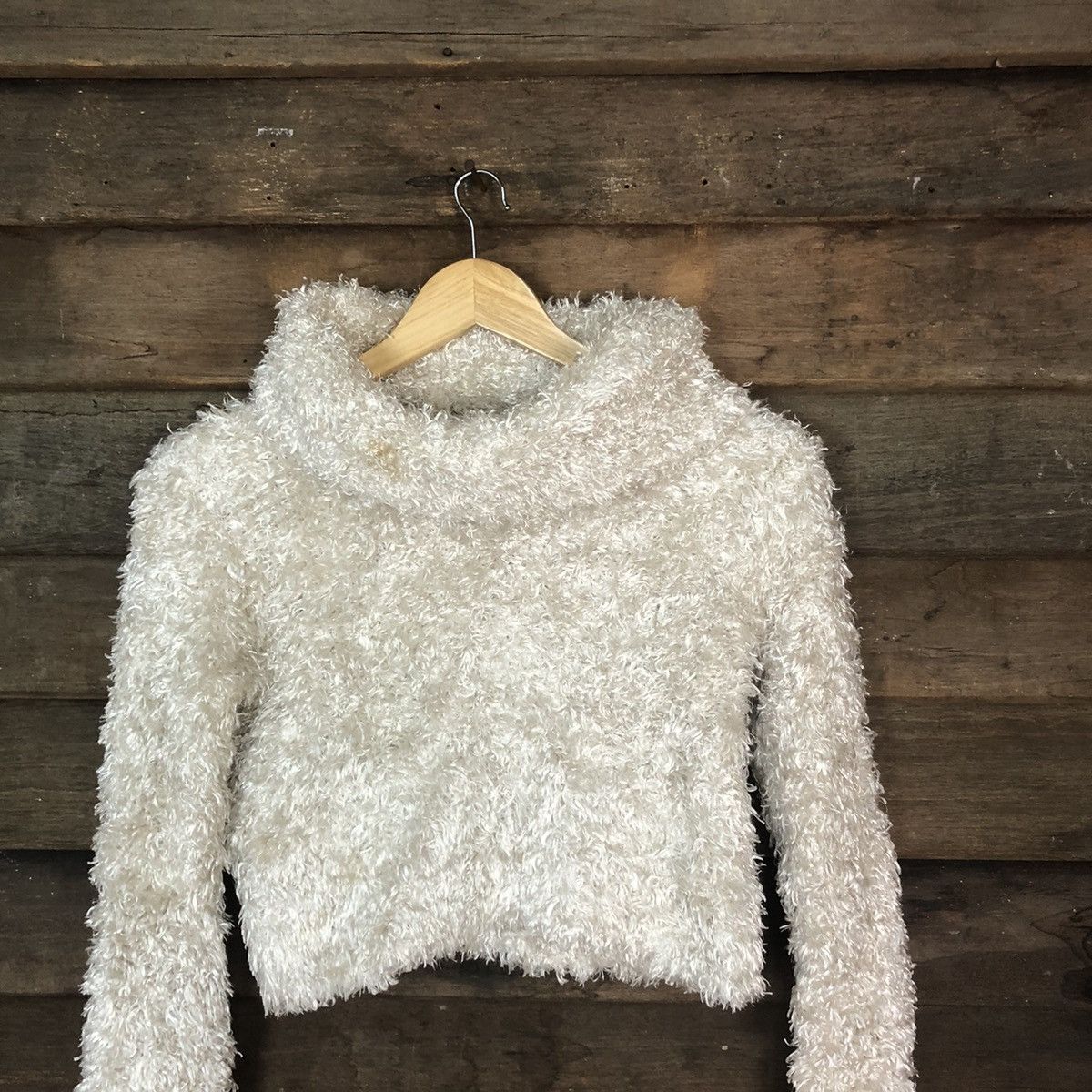 Aran Isles Knitwear × Japanese Brand Private Beach Turtle Neck Shag Shaggy Fur Mohair #816 Size XXS / US 00 / IT 34 - 2 Thumbnail