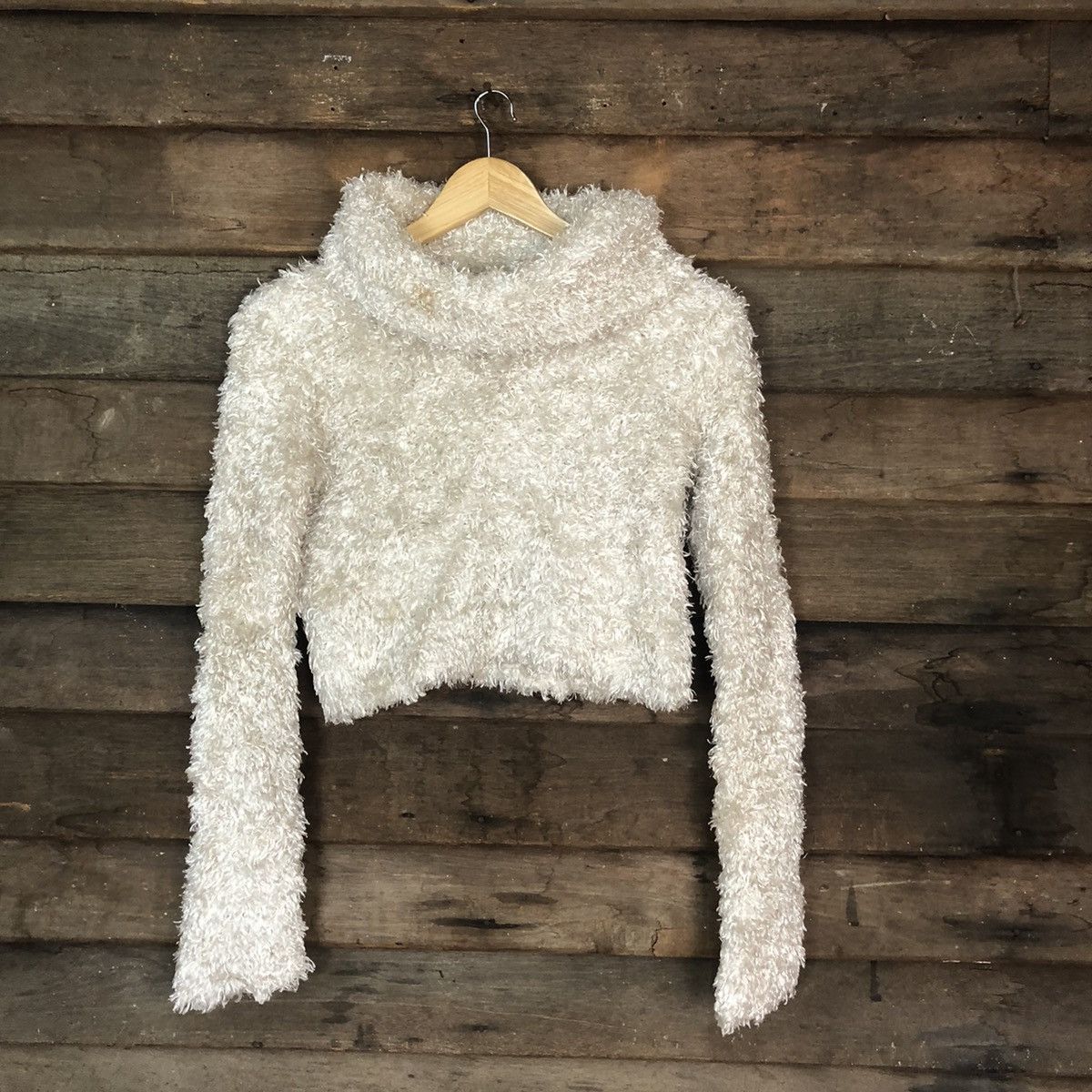 Aran Isles Knitwear × Japanese Brand Private Beach Turtle Neck Shag Shaggy Fur Mohair #816 Size XXS / US 00 / IT 34 - 1 Thumbnail