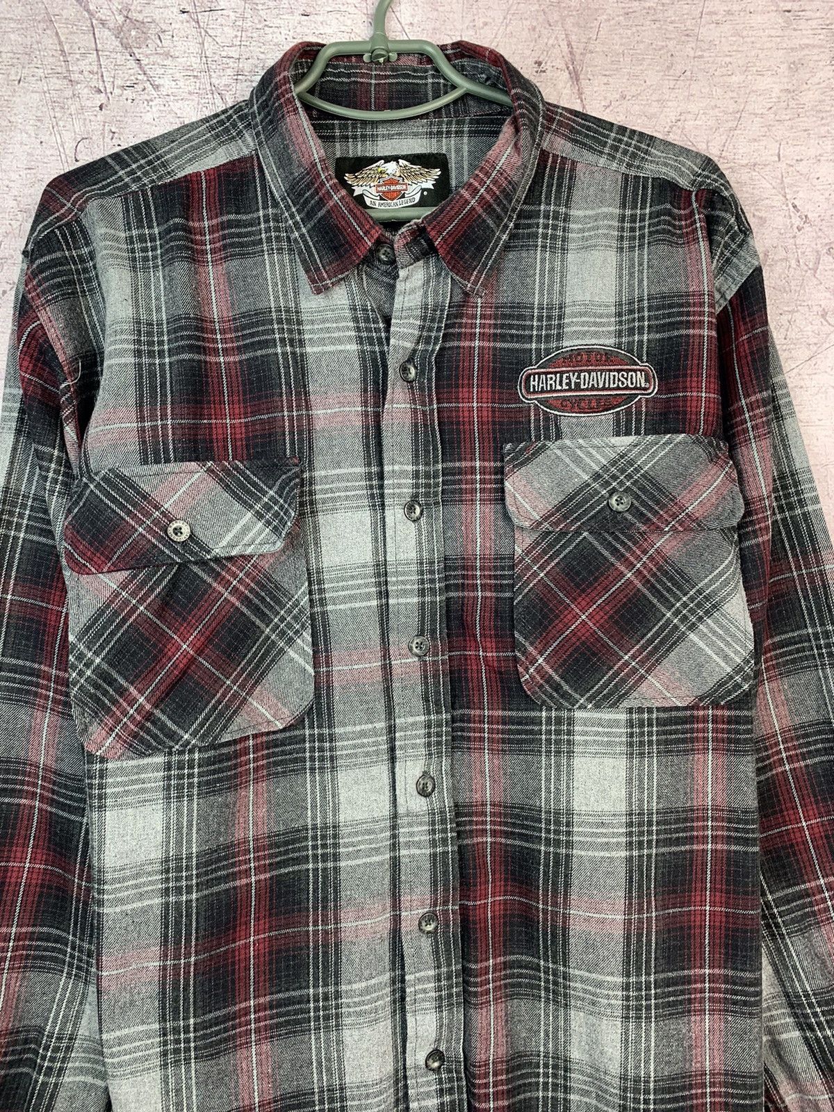 Flannel × Harley Davidson Vintage Harley Davidson Mens Flannel Plaid Shirt Size US L / EU 52-54 / 3 - 3 Thumbnail