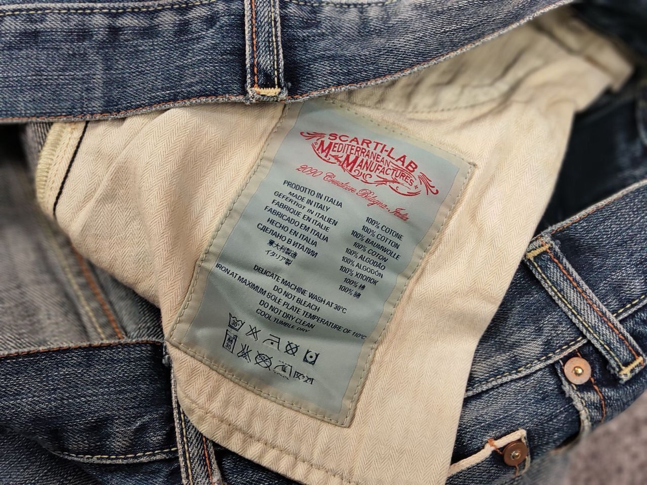 Japanese Brand Scarti-Lab Mediterranean Manufacturer Faded Selvedge Jeans Size US 33 - 21 Thumbnail