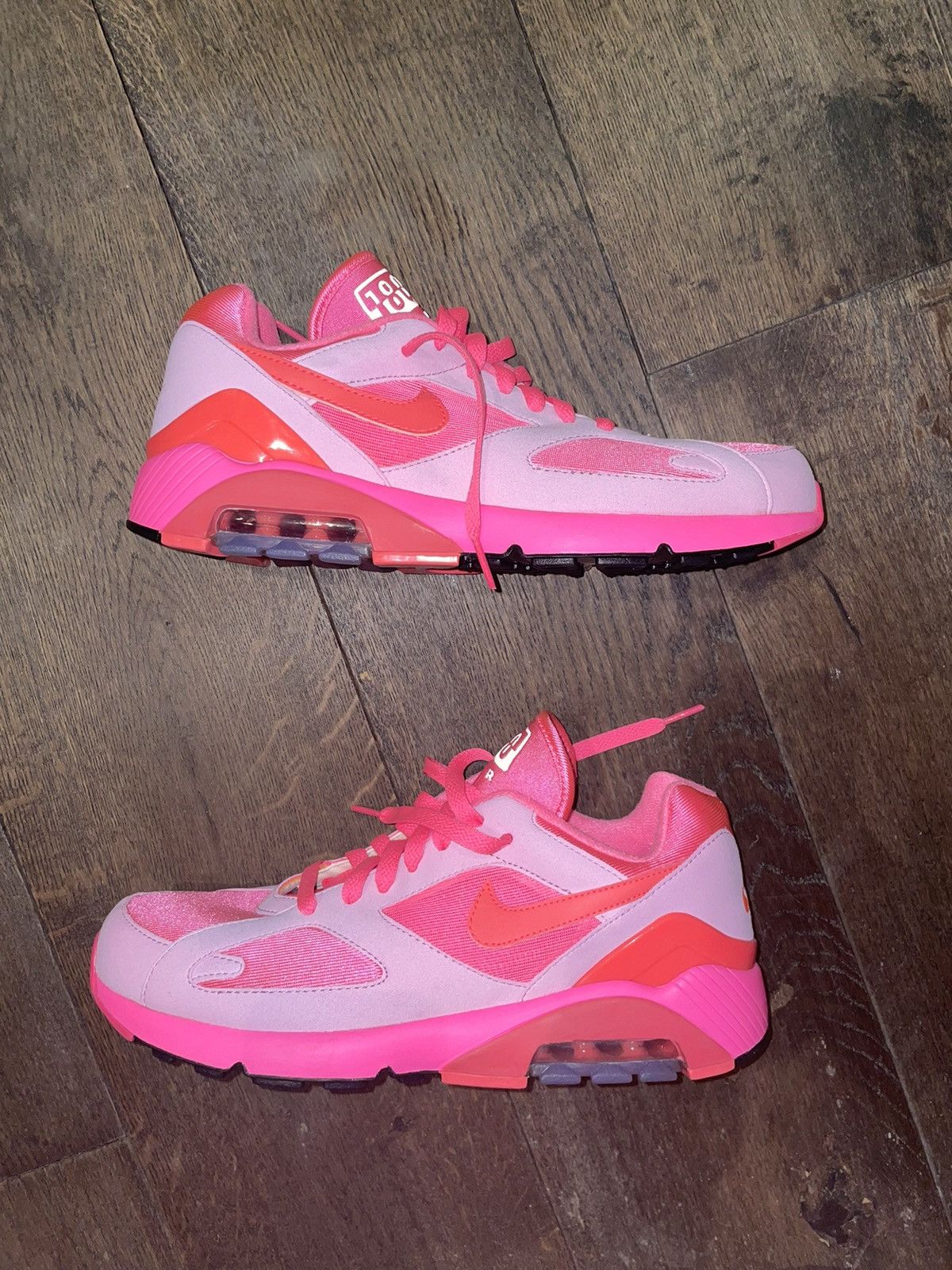 image of Comme Des Garcons Nike Air Max 180 Shoes in Pink, Men's (Size 9)