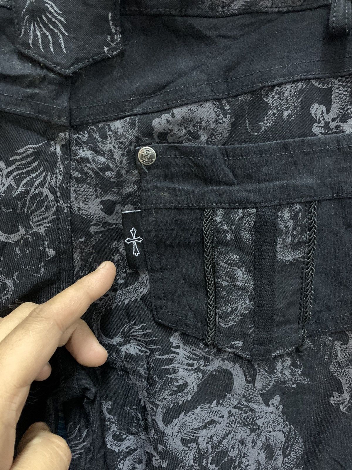 Japanese Brand Graill🔥Punk Rave Gothic Flare Pants Fullprint Dragon Size 29" - 14 Thumbnail