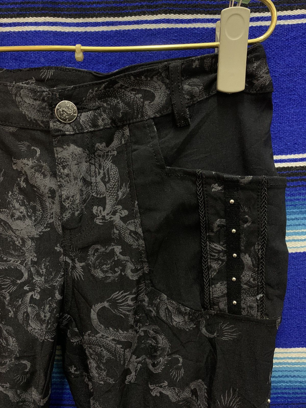 Japanese Brand Graill🔥Punk Rave Gothic Flare Pants Fullprint Dragon Size 29" - 3 Thumbnail