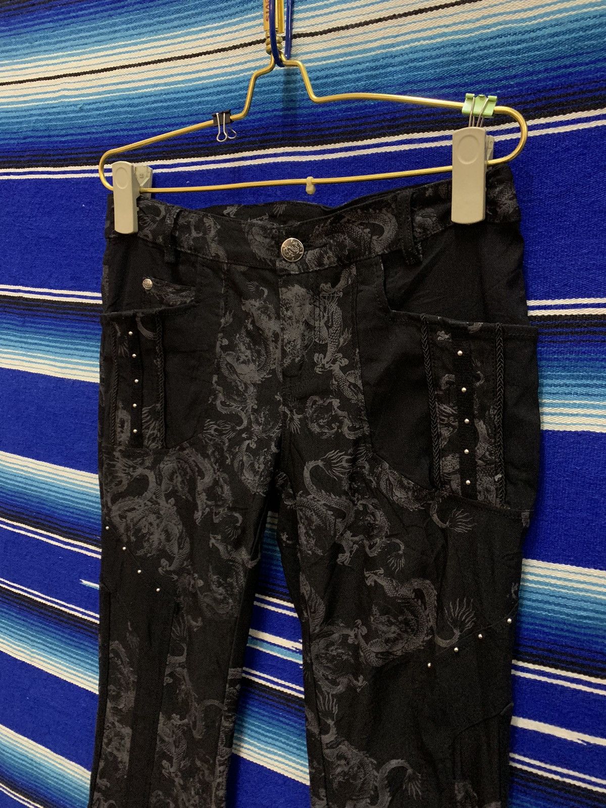 Japanese Brand Graill🔥Punk Rave Gothic Flare Pants Fullprint Dragon Size 29" - 2 Thumbnail