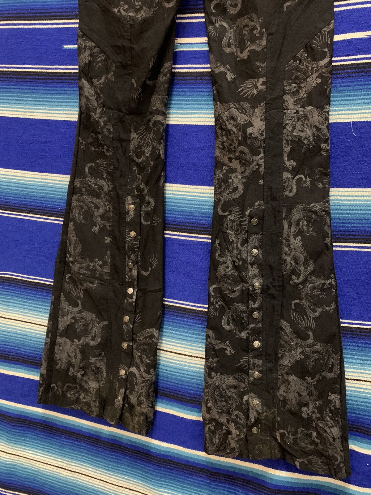 Japanese Brand Graill🔥Punk Rave Gothic Flare Pants Fullprint Dragon Size 29" - 10 Thumbnail