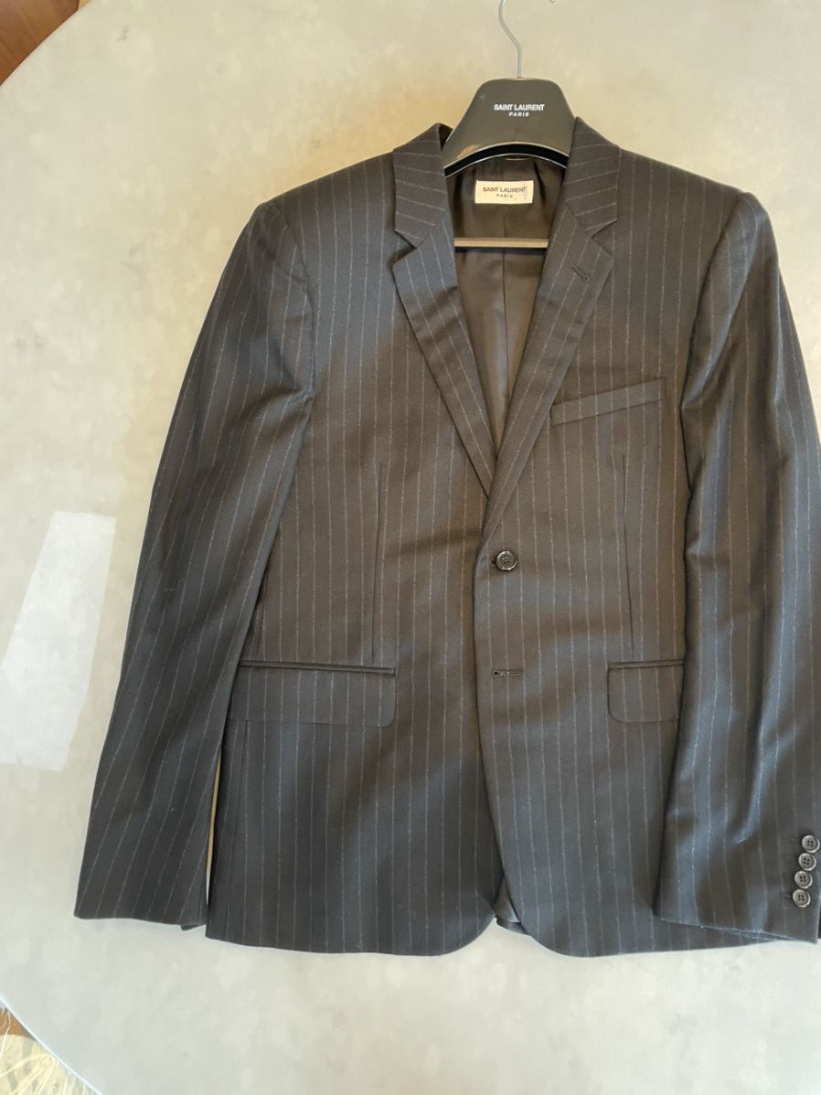Hedi Slimane × Saint Laurent Paris ✨ Grey Wool pin strip blazer from Hedi's last season ✨ Size 54R - 1 Thumbnail
