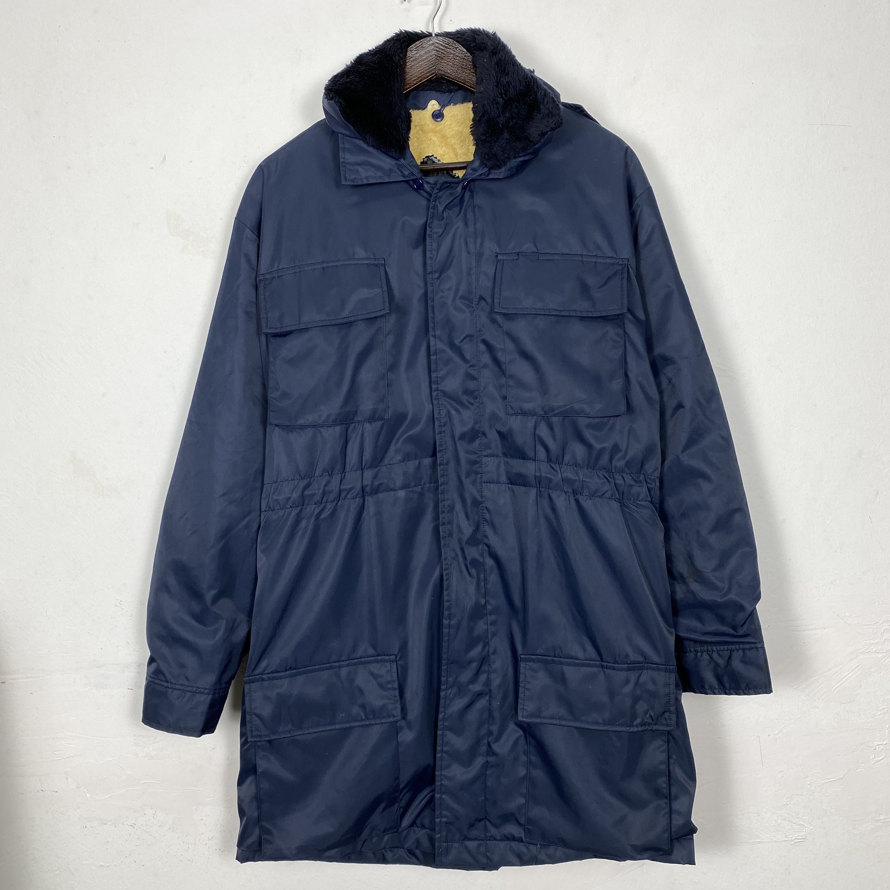 image of Vintage Multipocket Sherpa Lining Parkas in Blue, Men's (Size Medium)