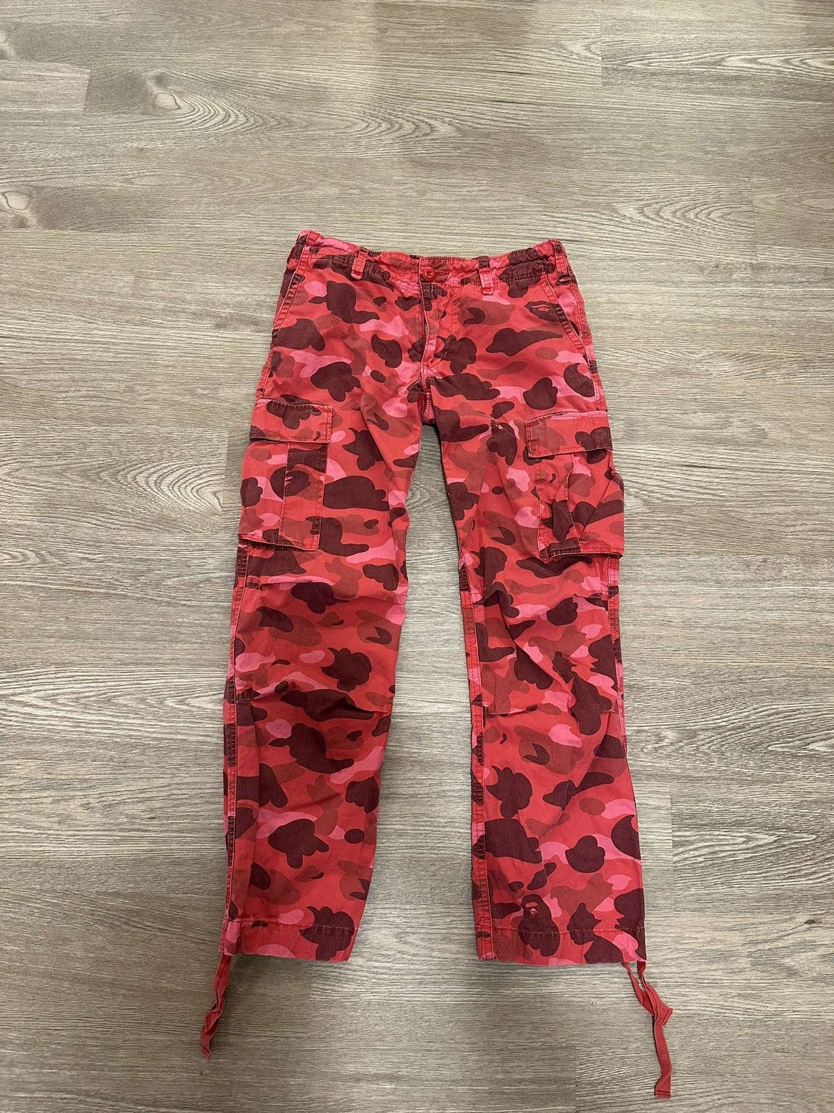 Bape 2007 Bape red camo cargo pants Grailed