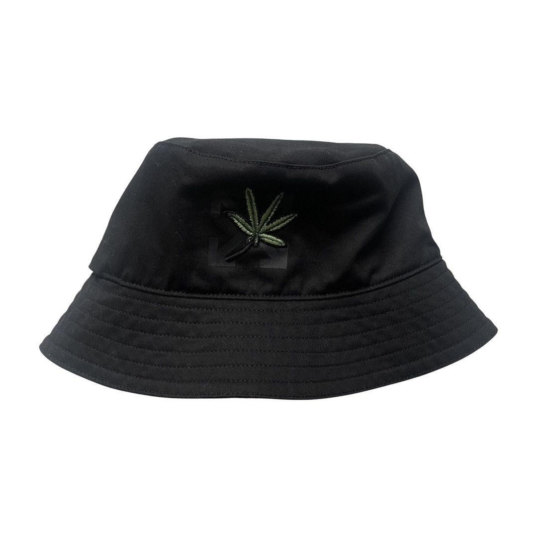 image of Off White Off - White Weed Bucket Hat in Black, Men's