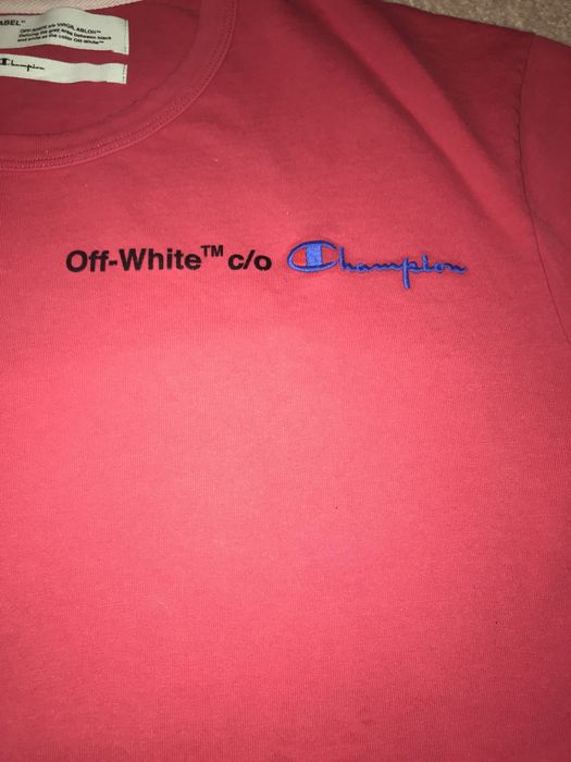 Off white x champion best sale red tee