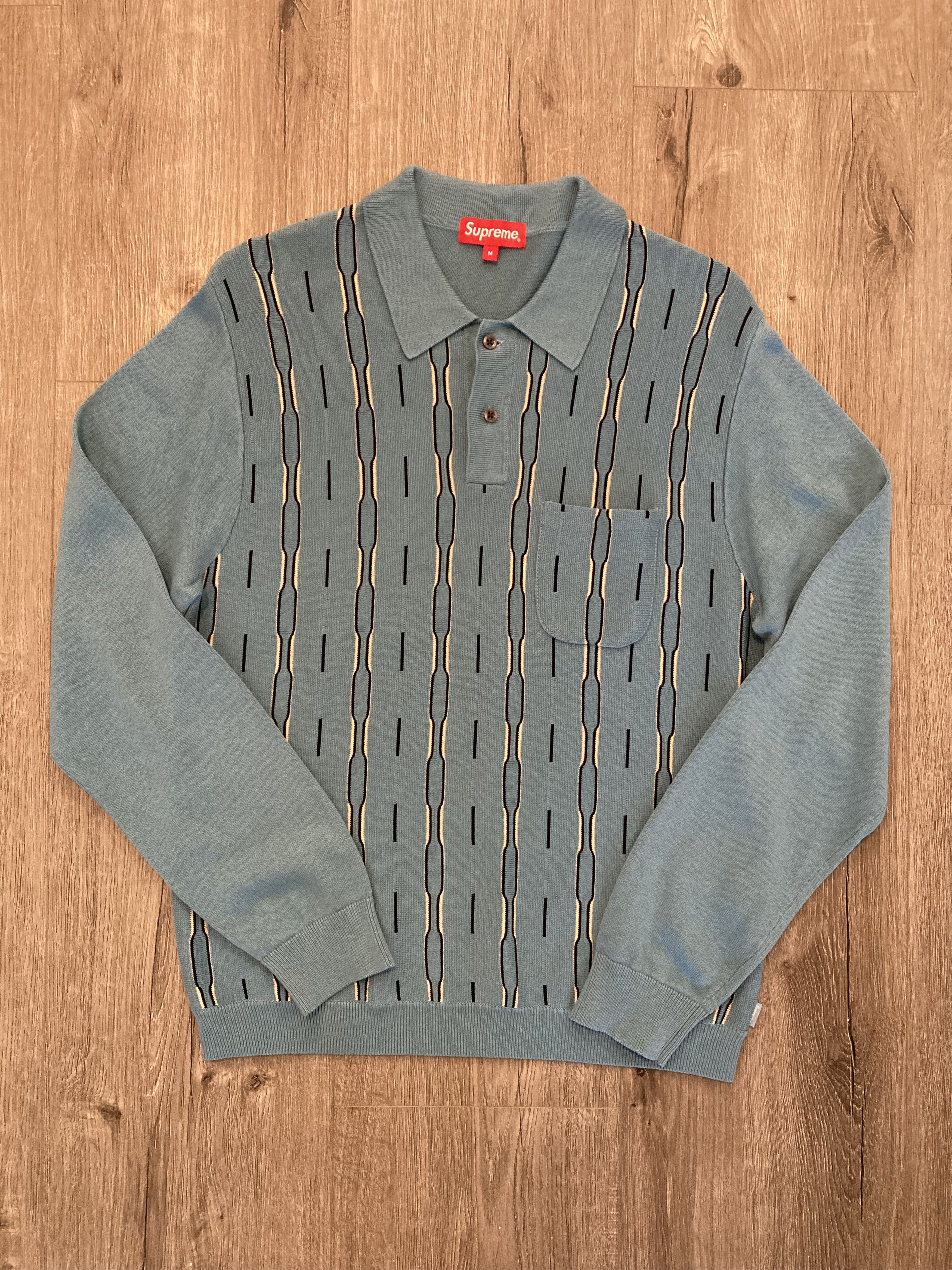 Supreme Supreme Vertical Stripe Knit L/S Polo | Grailed