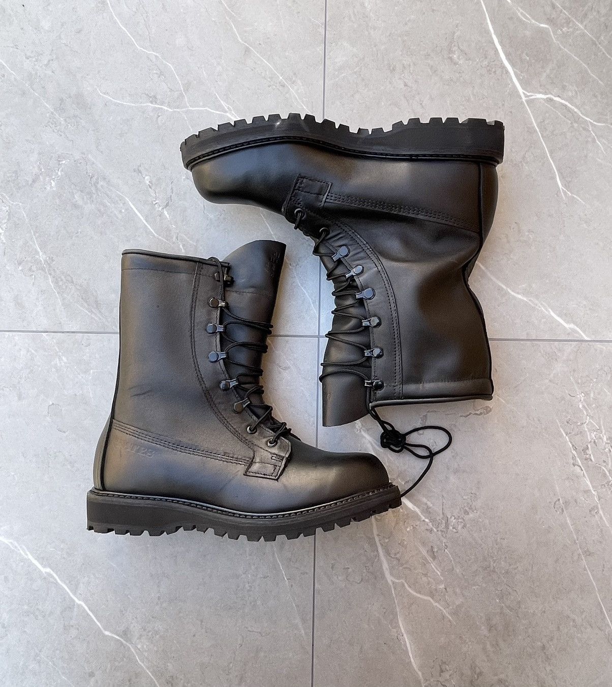 Military Black Leather Combat Boots