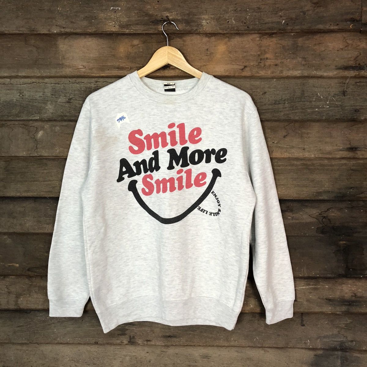 image of Vintage Free Delivery Smile White Sweatshirt 5996, Men's (Size Large)